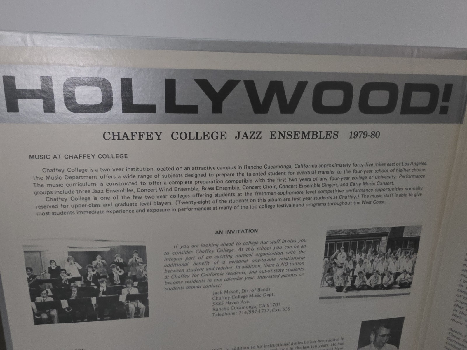 Chaffey College Jazz Ensemble Hollywood