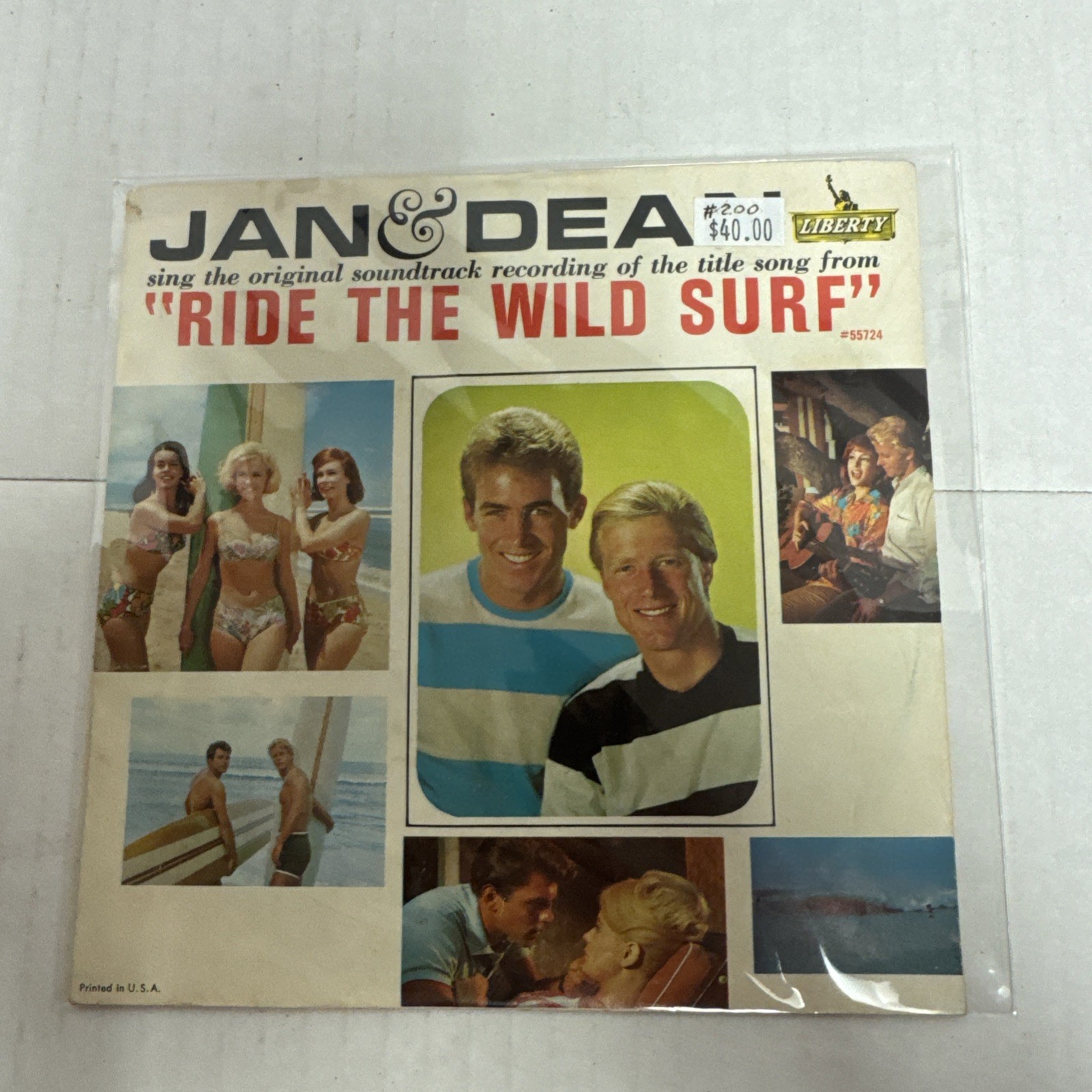 JAN AND DEAN-PICTURE SLEEVE + 45–(RIDE THE WILD SURF)–PS—PIC–SLV