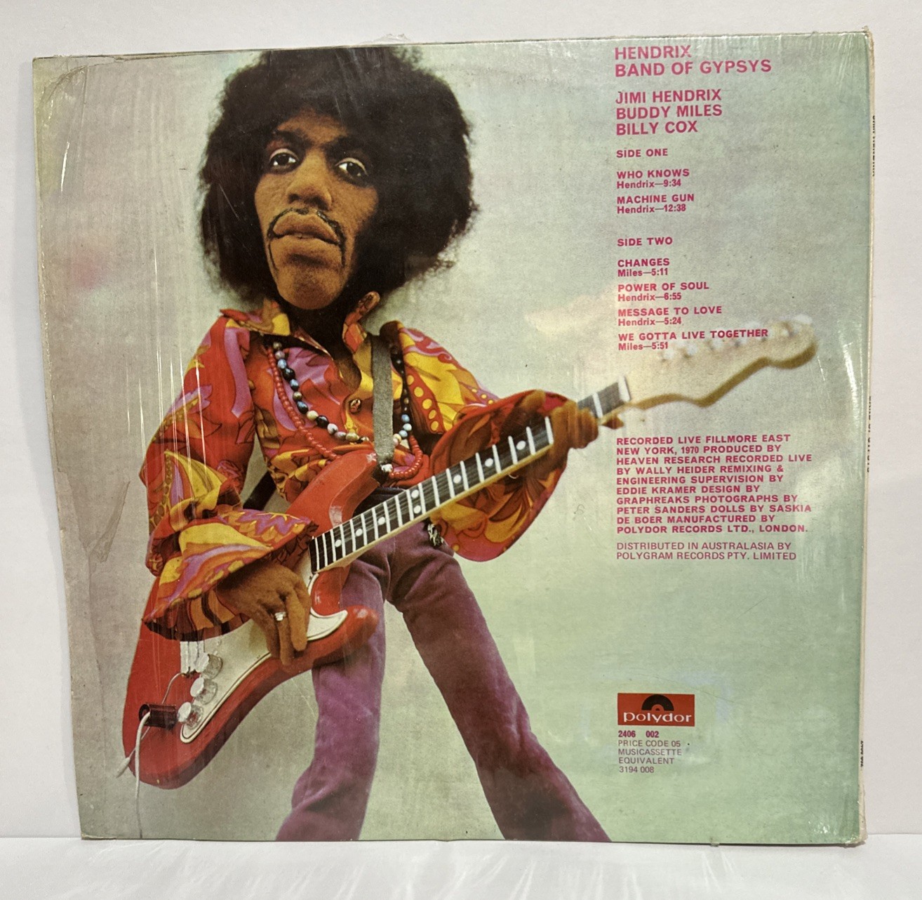 Jimi Hendrix– Band Of Gypsys (Purple Text) LP Australia Polydor – 2406 002