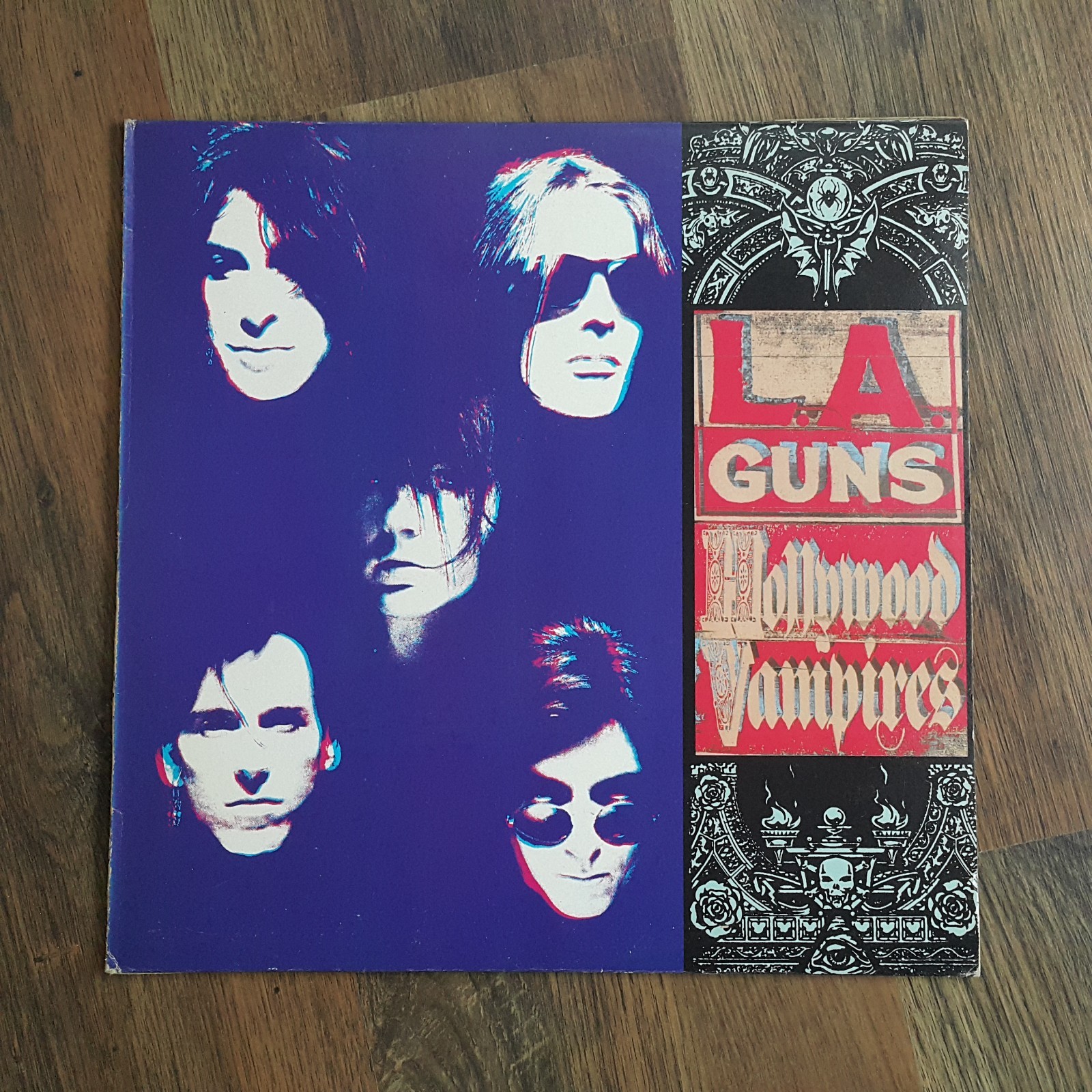 L.A. Guns – Hollywood Vampires 1991 Korea Orig 1st LP Vinyl EX/NM-~NM