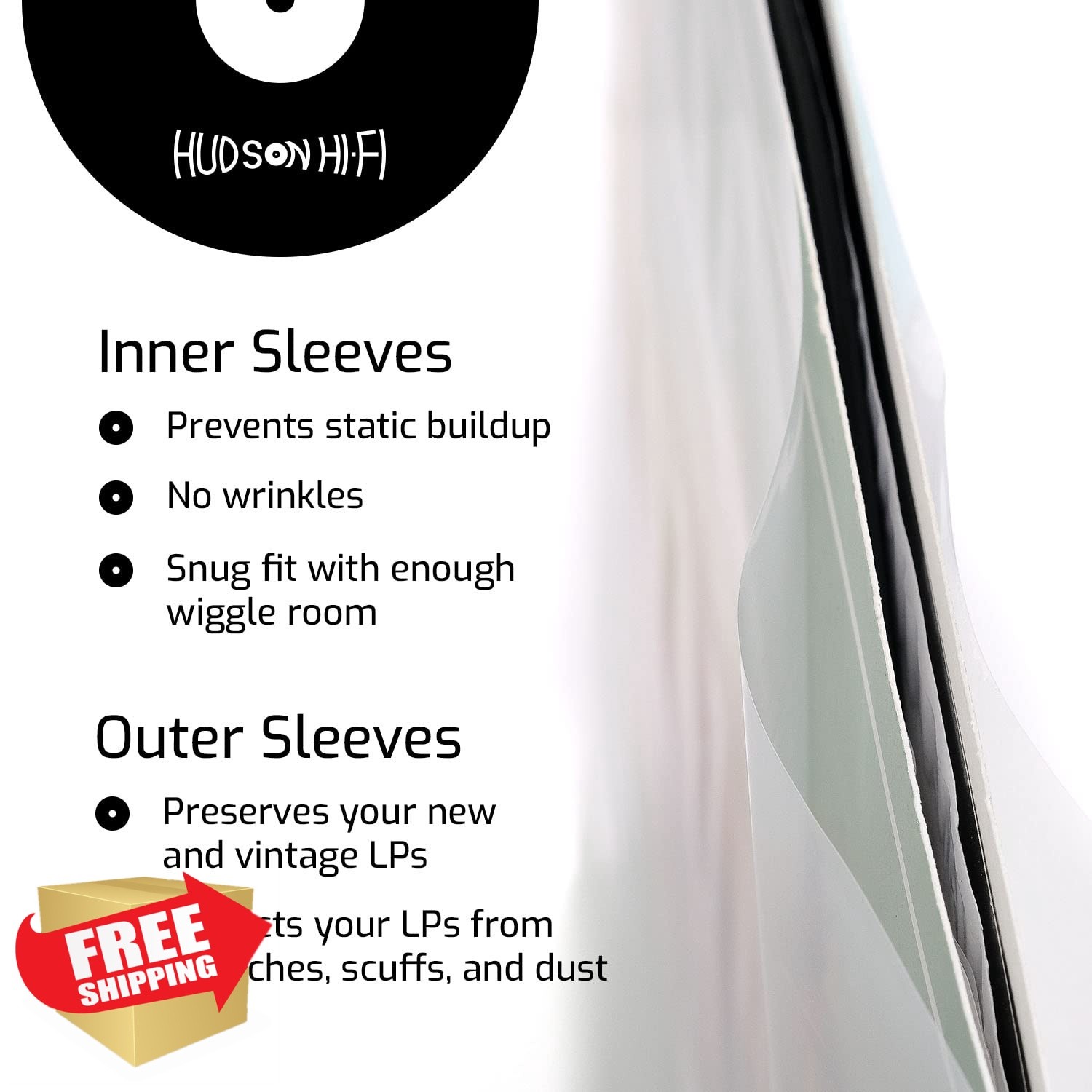 Hudson Hi-Fi Vinyl Record Sleeves 50 Inner 50 Outer