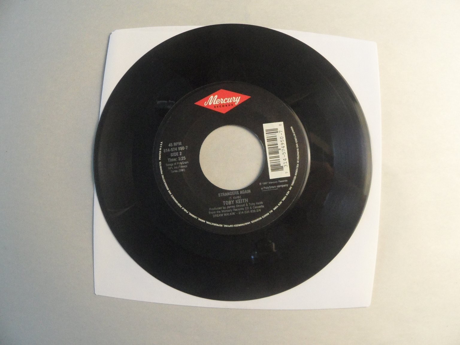 Toby Keith – Dream Walkin’ 7″ Record 1997 Mercury Country 45 RPM