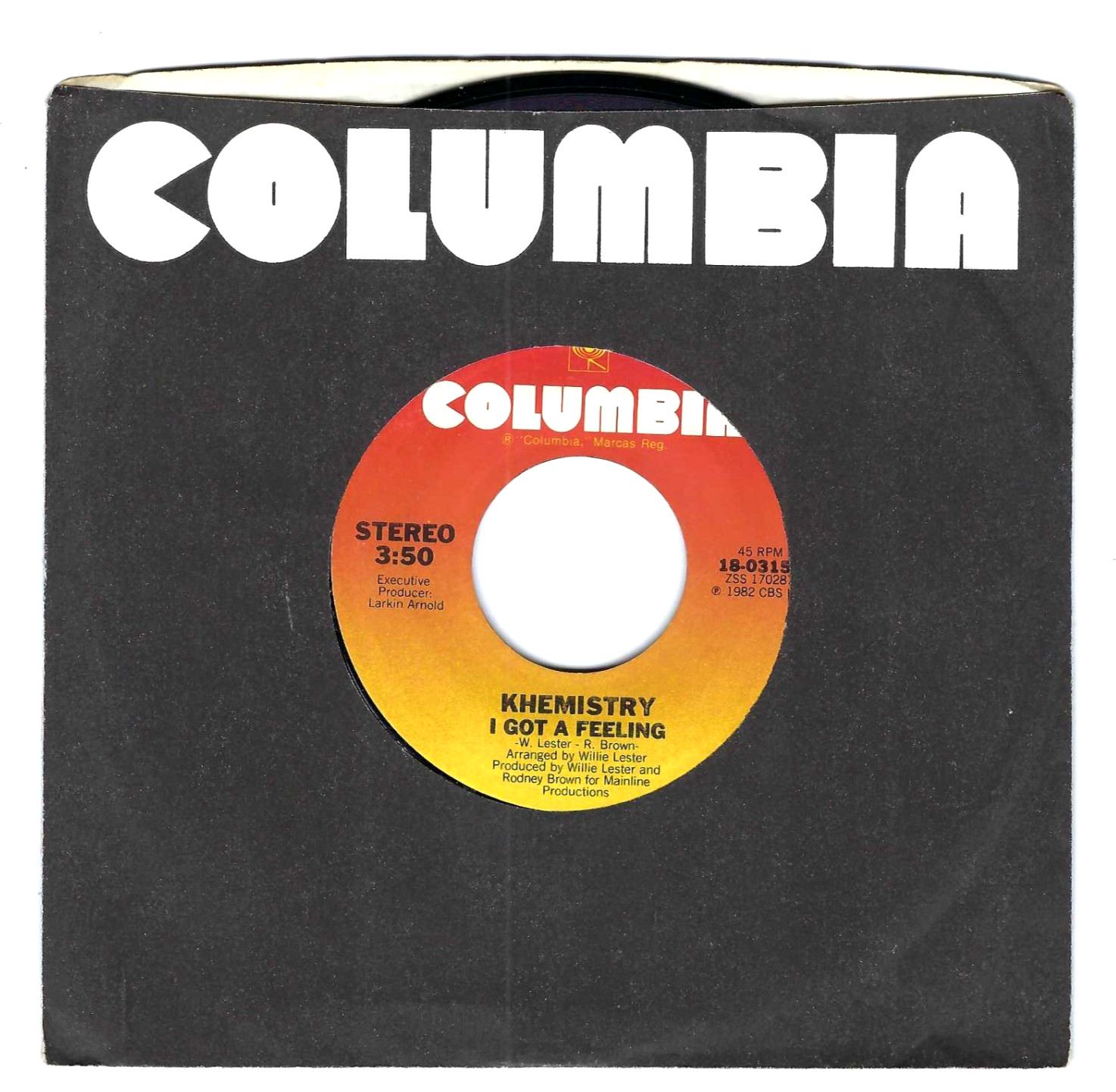I GOT A FEELING KHEMISTRY 45 RPM RECORD B/W WHATEVER IT TAKES NEVER PLAYED NOS