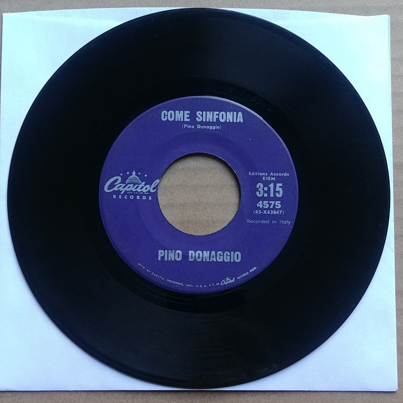 PINO DONAGGIO Come Sinfornia 45 7″ RARE ITALIAN POP VOCAL JAZZ Record Vinyl
