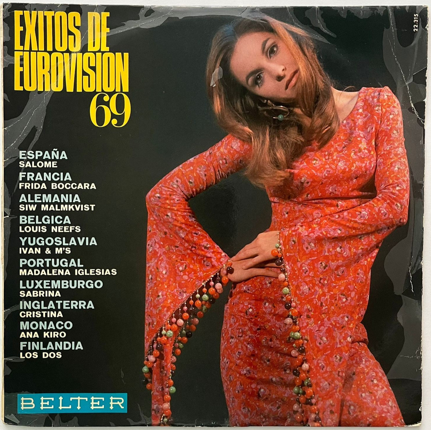 EXITOS DE EUROVISION ’69, FEAT. SALOME / SABRINA, 1969 SPANISH LP WEAR COVER