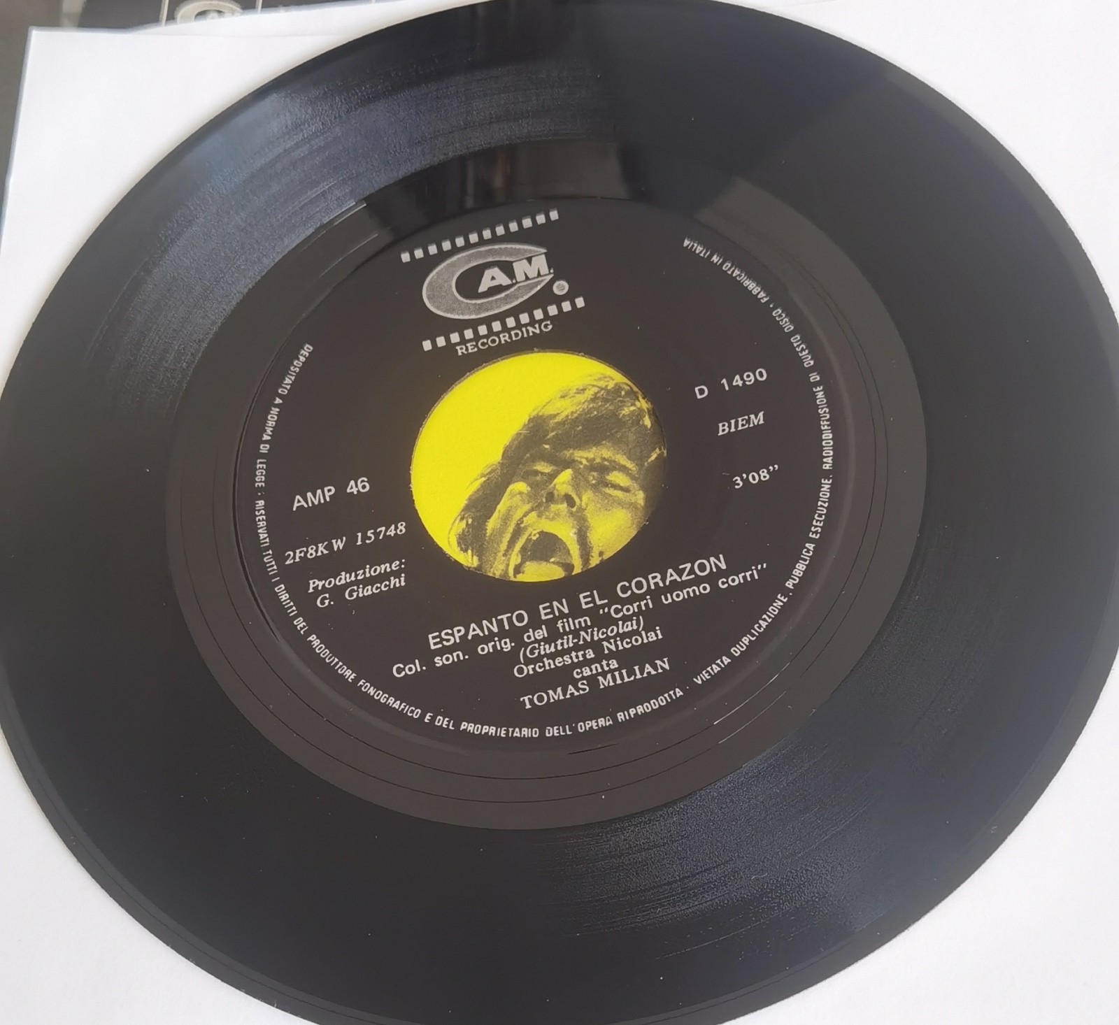 BRUNO NICOLAI / ENNIO MORRICONE – CORRI UOMO CORRI SOUNDTRACK 7″ SINGLE 1968 CAM