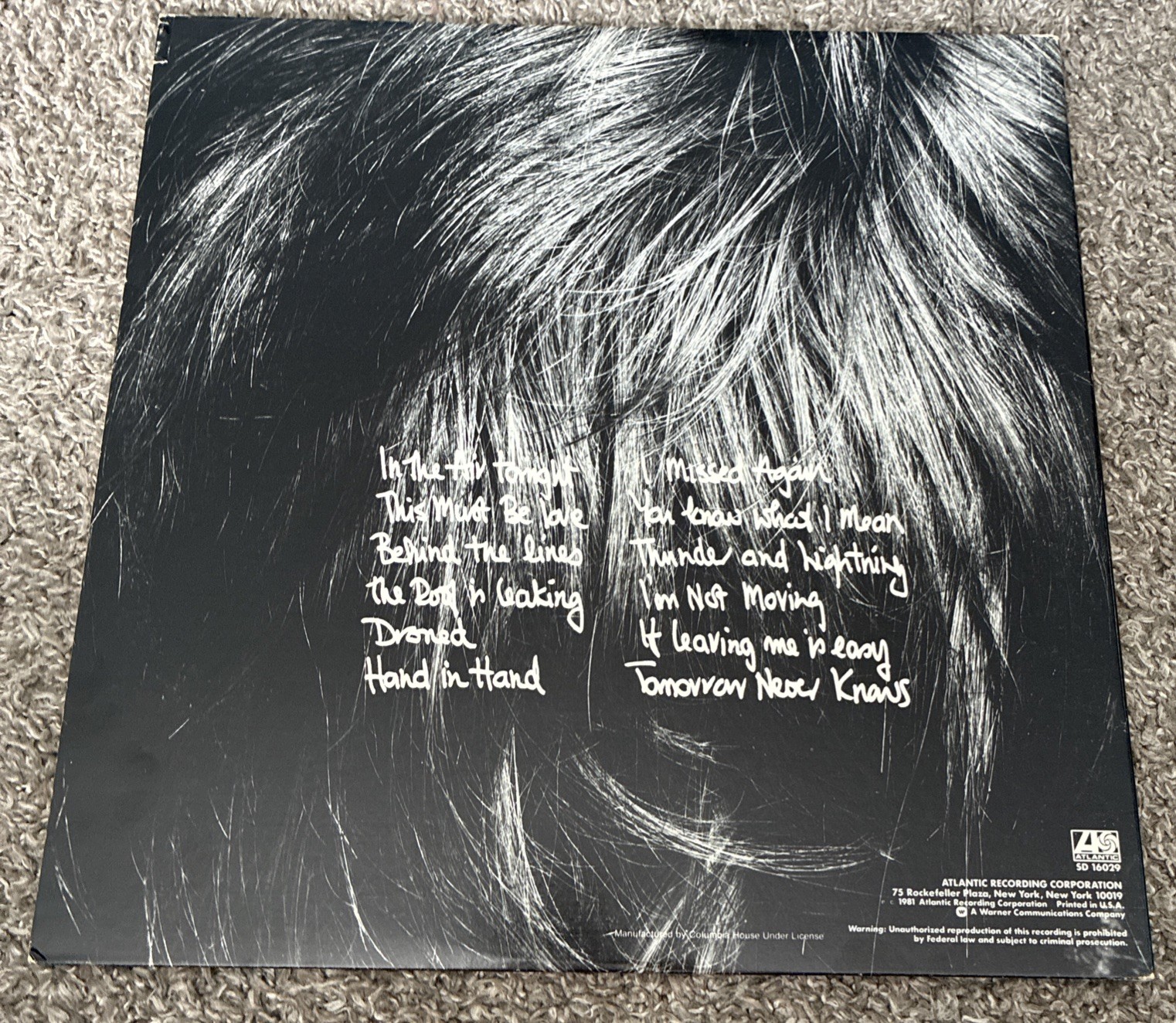 PHIL COLLINS Face Value SD16029 LP Vinyl