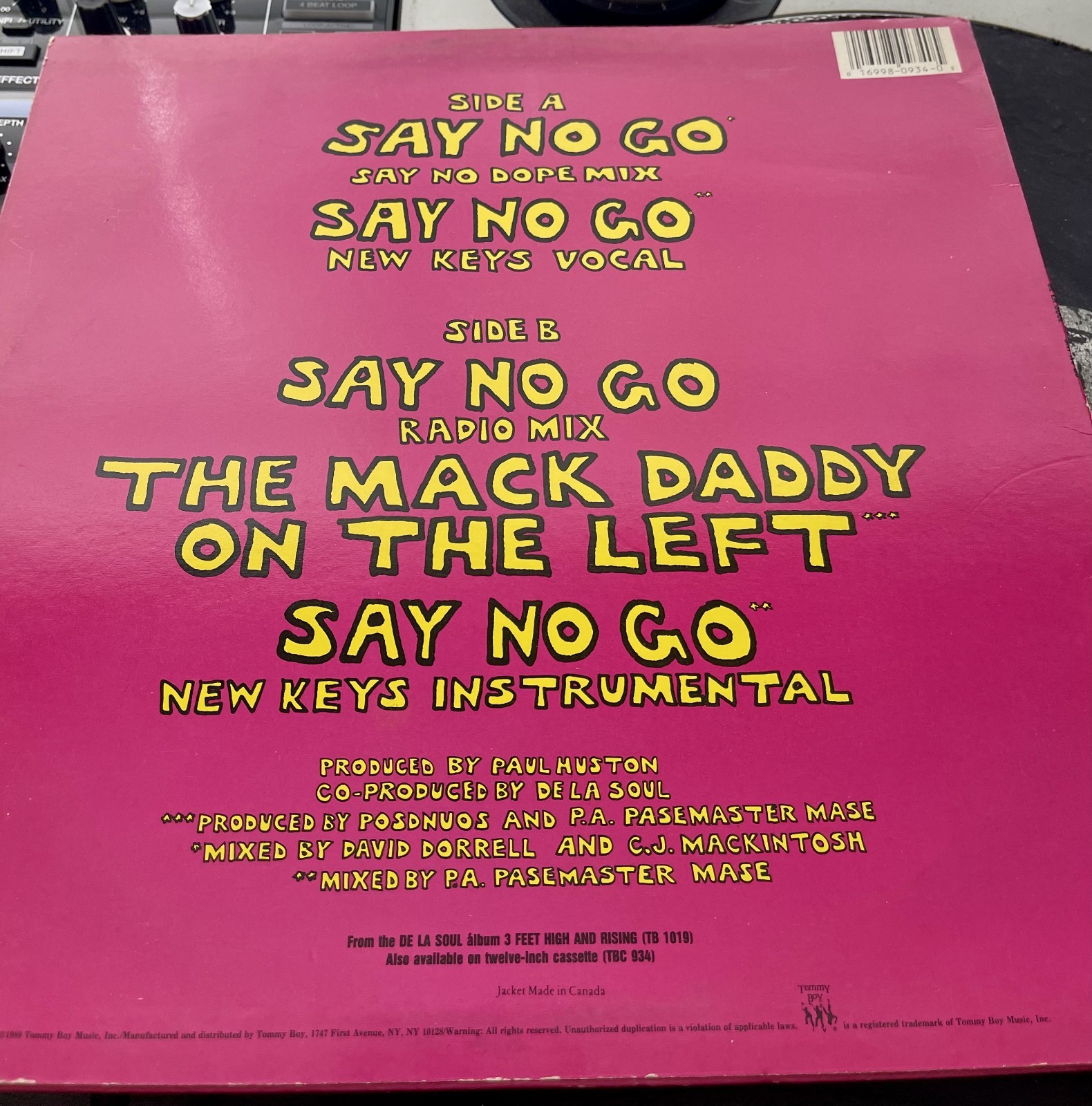 De La Soul – Say No Go OG 1989 Press 12″ in Picture Cover VG/VG+
