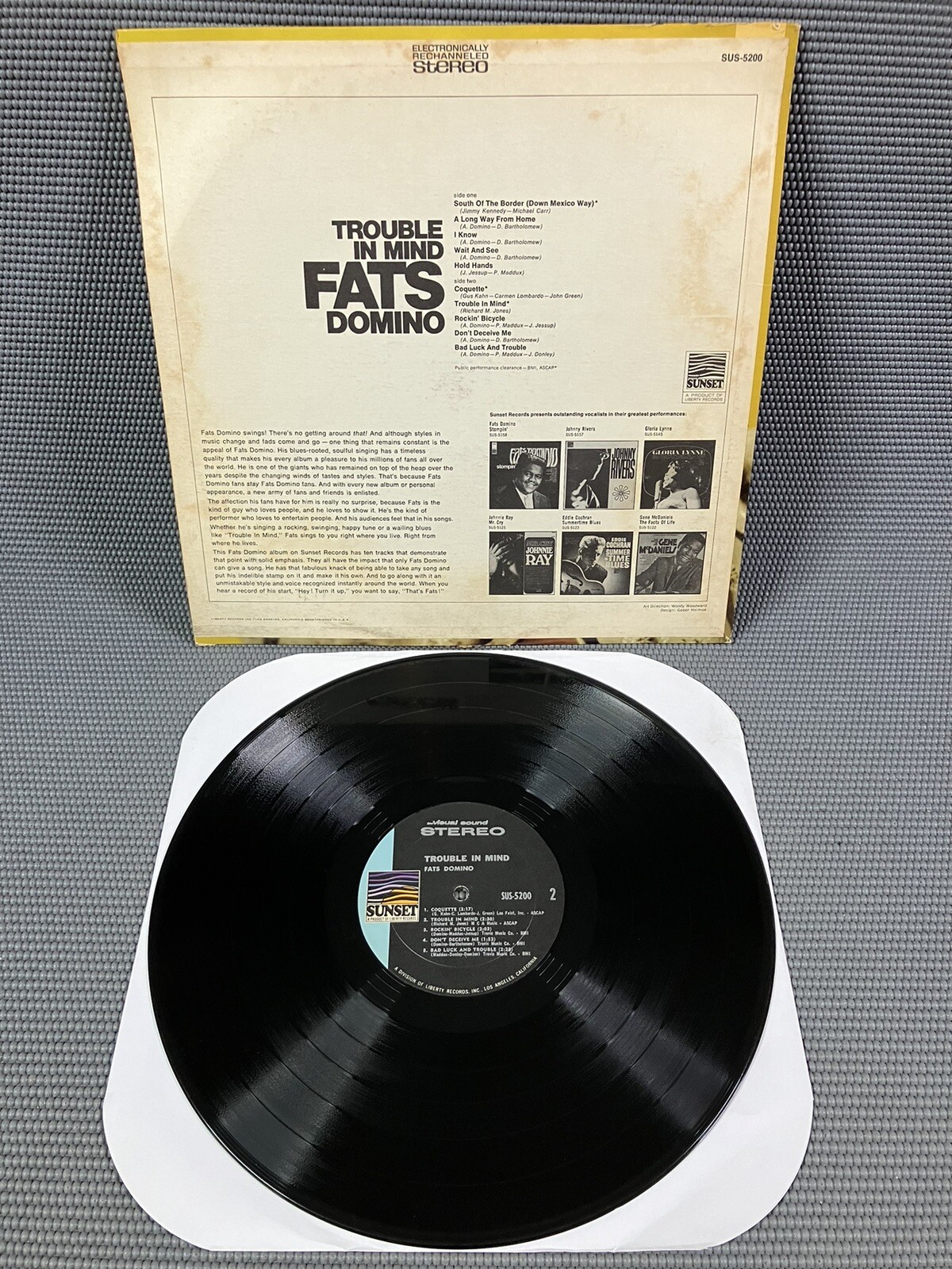 Fats Domino – Trouble In Mind Vinyl LP Sunset Records SUS-5200 Stereo NM