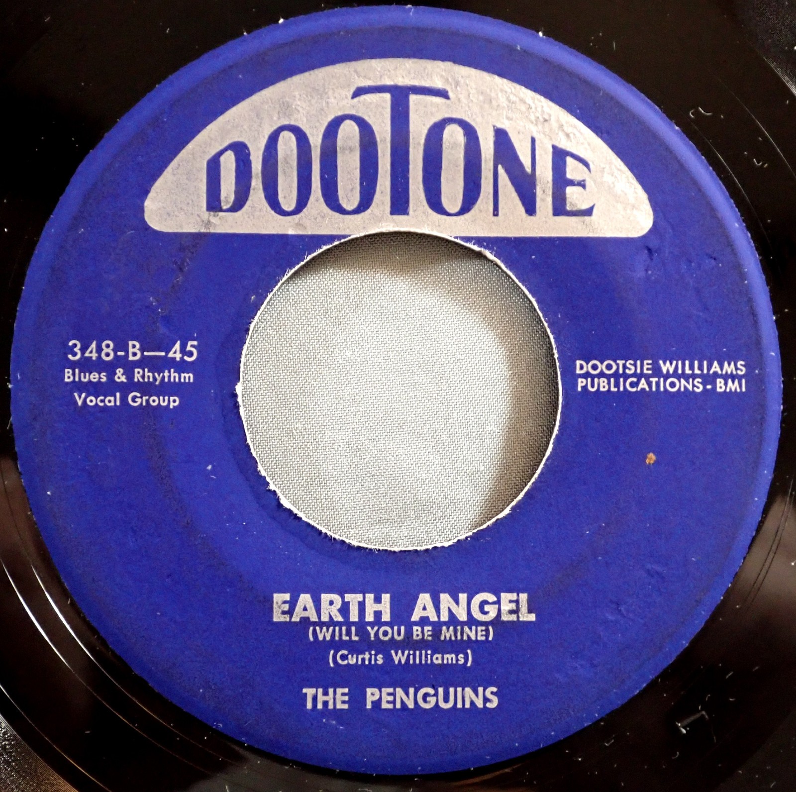 HEAR IT 50’s Doo-Wop 45 rpm record The Penguins “Earth Angel” from 1954
