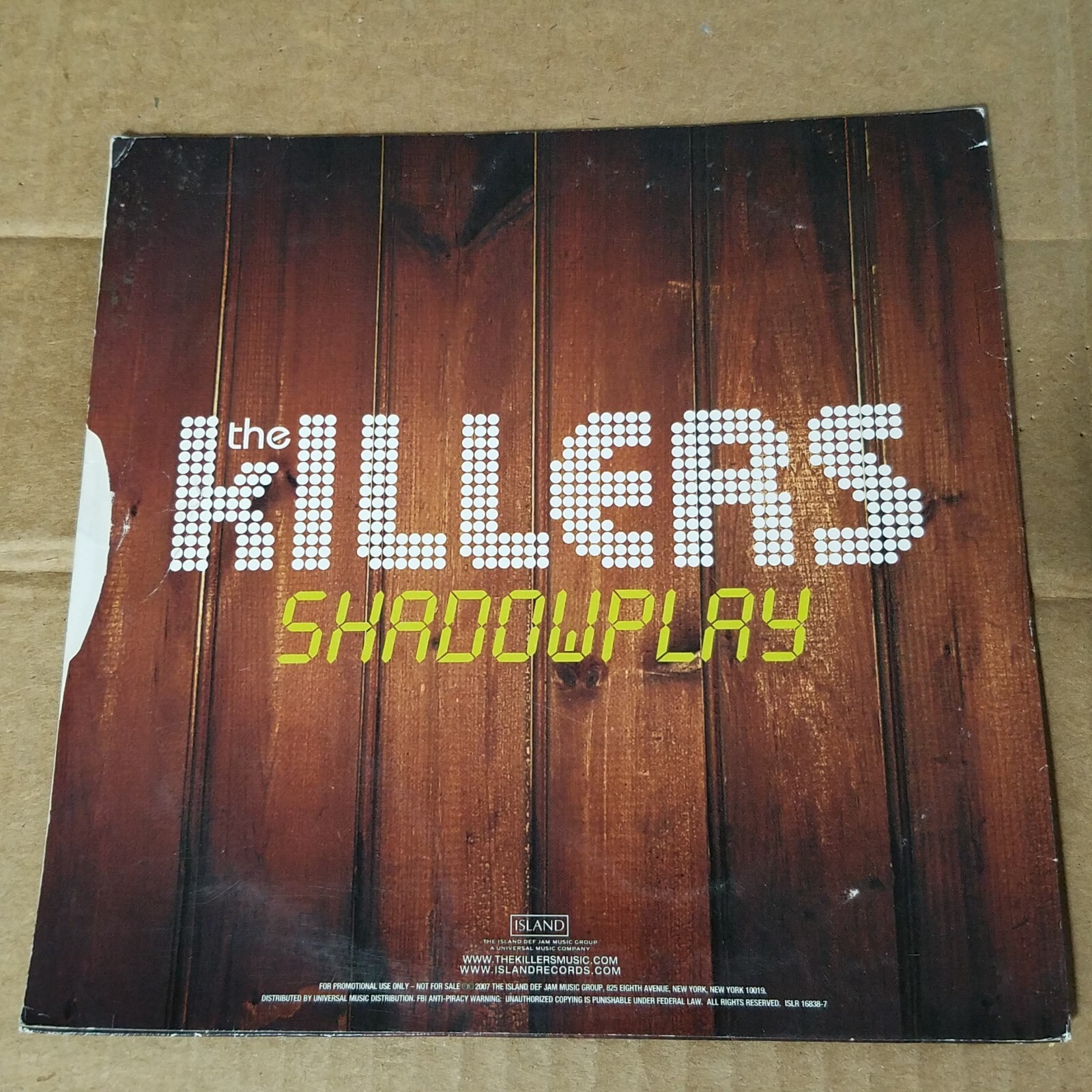THE KILLERS Feat. Lou Reed “Tranquilize / Shadowplay” 2007 Vinyl 7″ PROMO VG+!