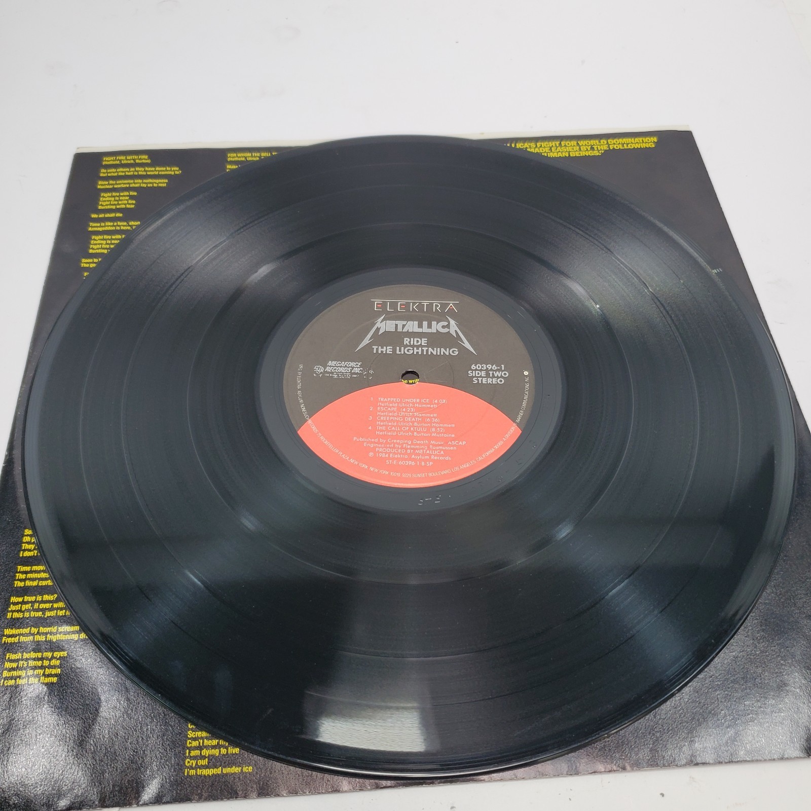 Metallica Ride The Lightning Vinyl LP w/Original Inner Sleeve Elektra 60396-1 VG