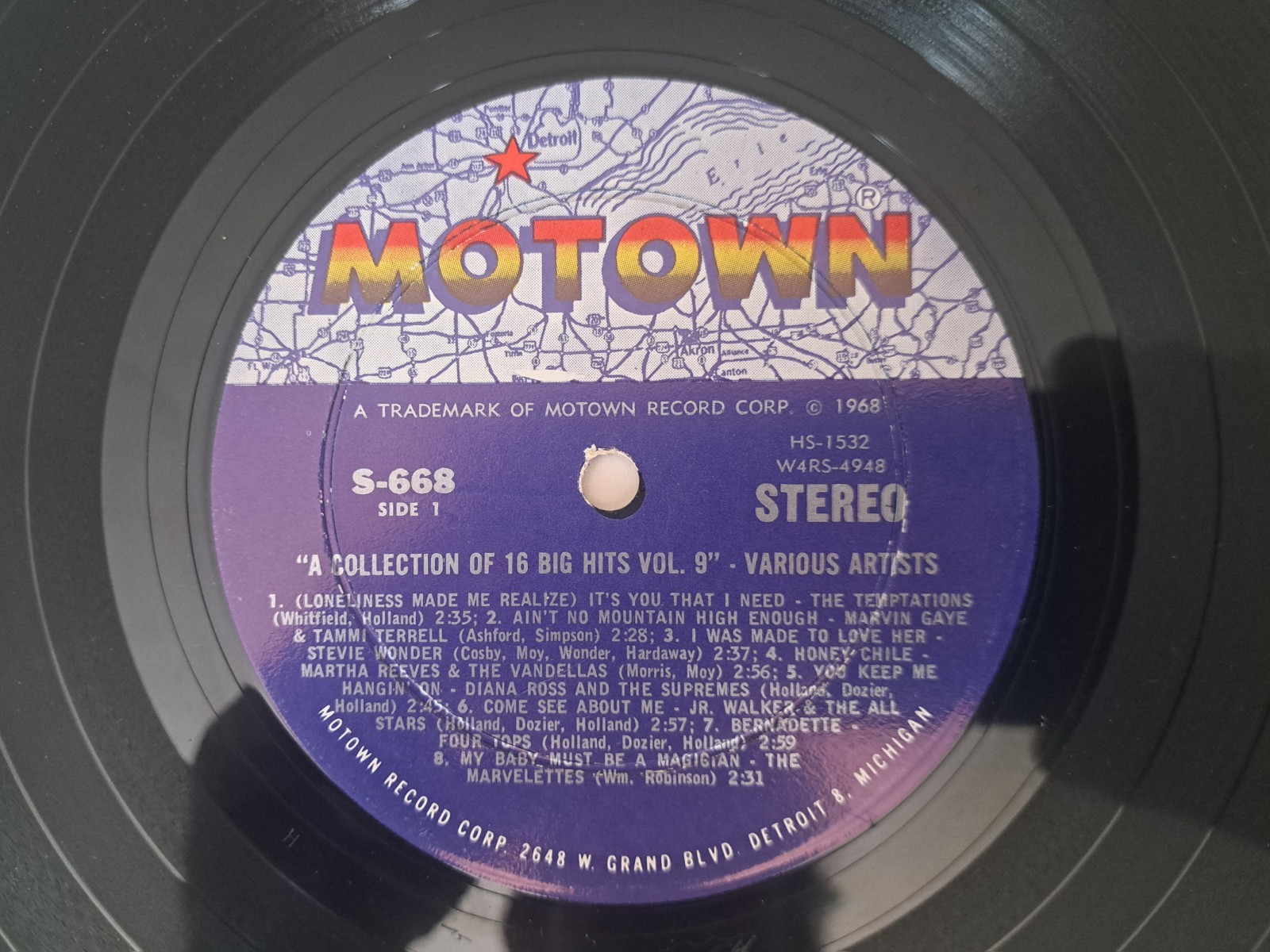 The Motown Sound A Collection Of 16 Big Hits Vol. 9 MS668 LP NM Shrink