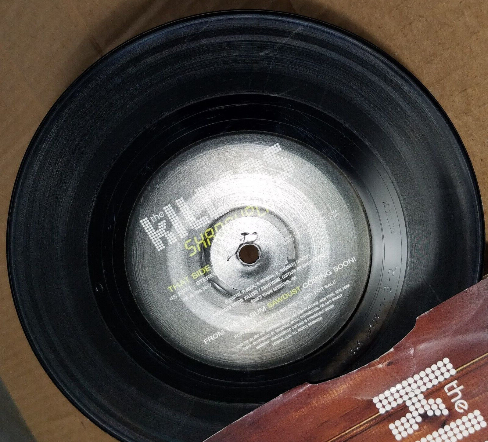 THE KILLERS Feat. Lou Reed “Tranquilize / Shadowplay” 2007 Vinyl 7″ PROMO VG+!