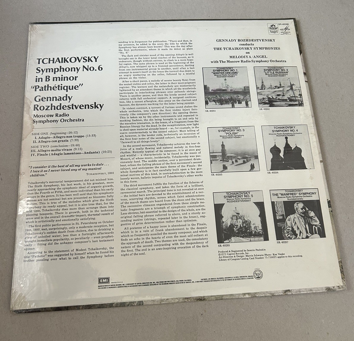 Tchaikovsky SEALED LP Symphony No. 6 In B Minor-Op. 74 Pathétique 1972 Melodiya