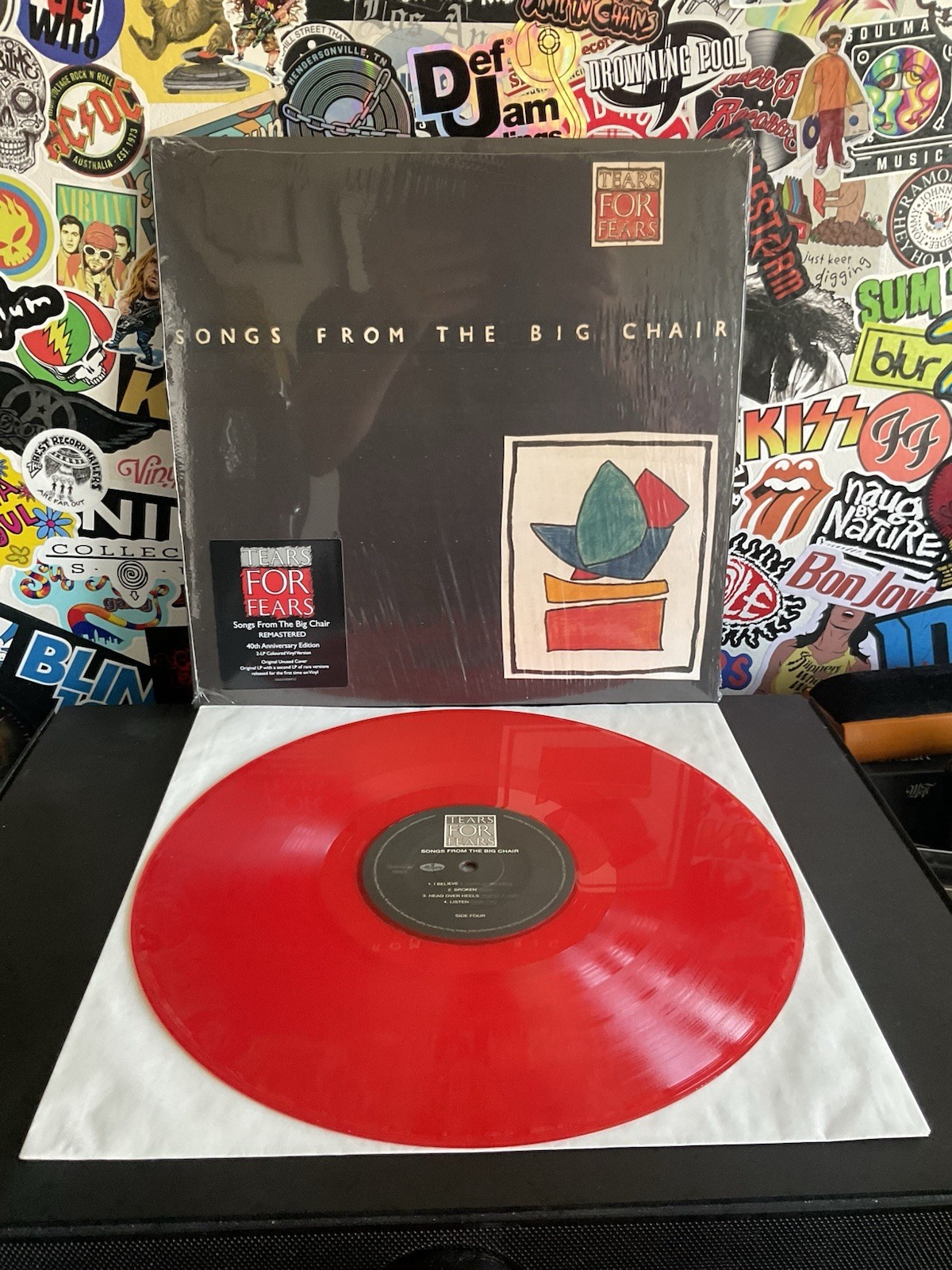 TEARS FOR FEARS Songs From The Big Chair 2LP VG++ RED VINYL W/HYPE STICKER