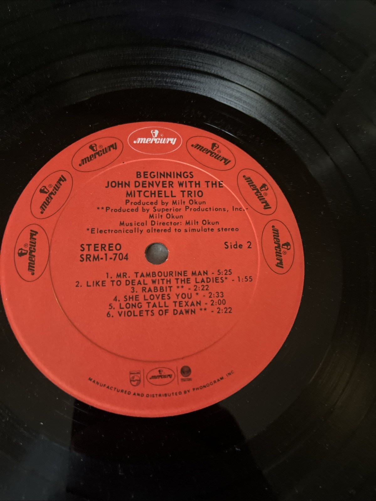 John Denver Beginnings with the Mitchell Trio 1974 Mercury SRM 1-704 EX. Cond!