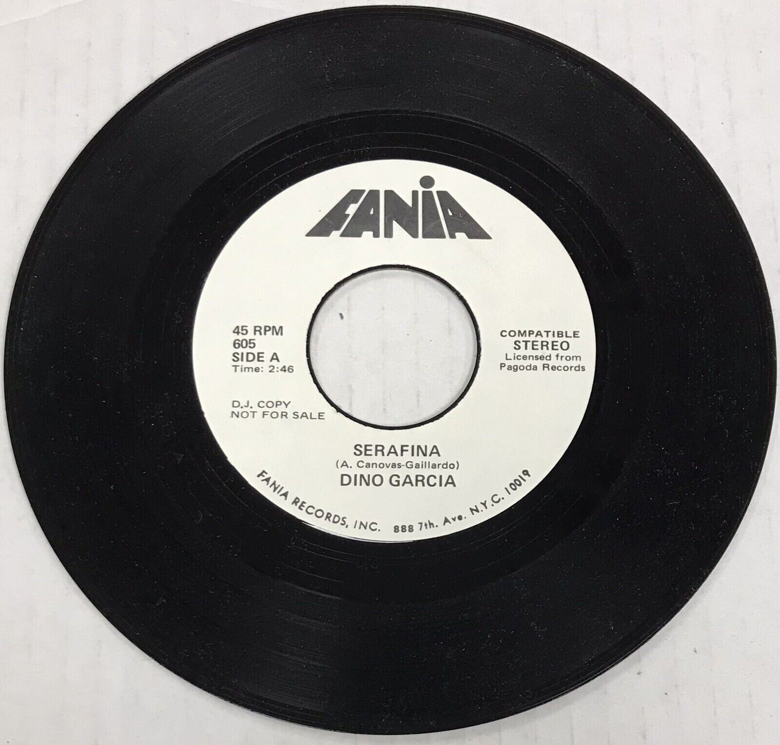 DINO GARCIA Serafina / La La La 45 on FANIA Latin Pop Rock PROMO BS 3