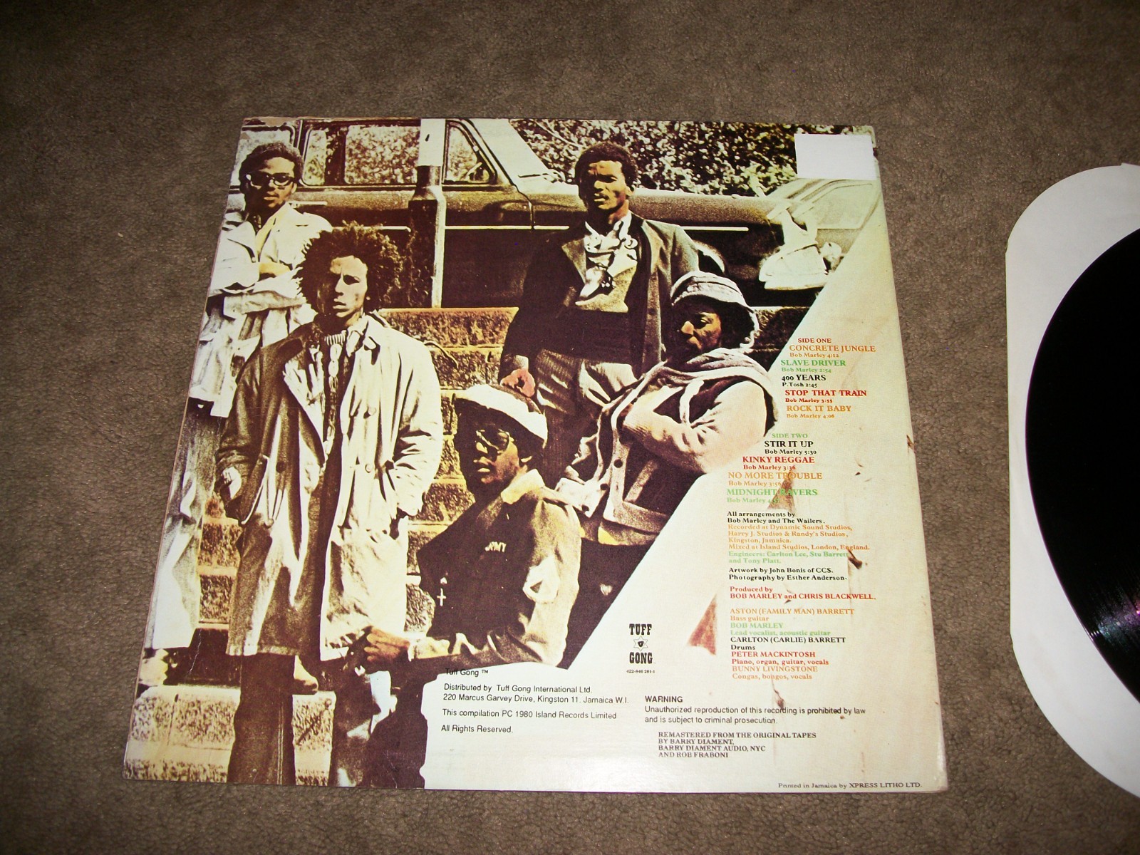 Bob Marley And The Wailers ‎– Catch A Fire LP Tuff Gong ‎– 422-846 201-1 JAMAICA