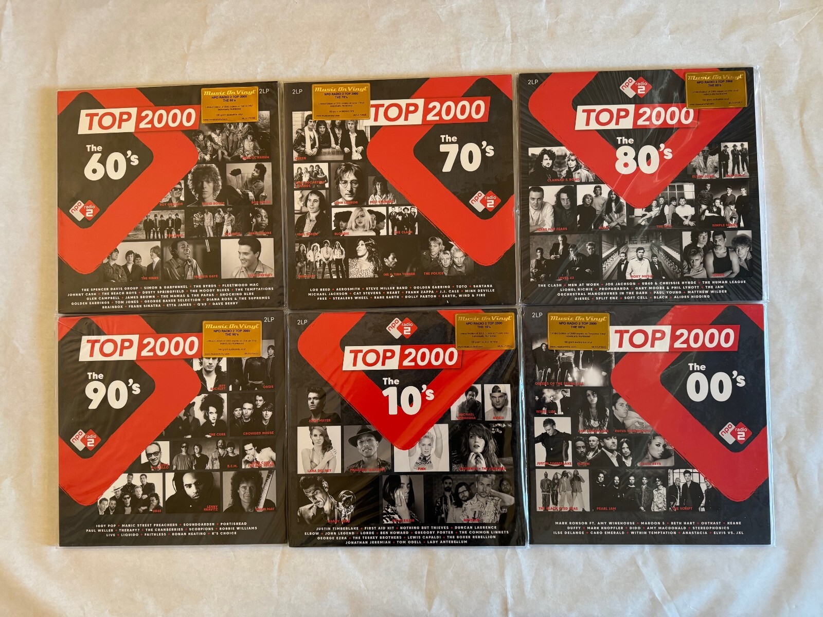 TOP 2000 – THE 60’S/70’S/80’S/90’S/00’S/10’S – 6-LP SETS – 12 VINYL LP’S – NEW!