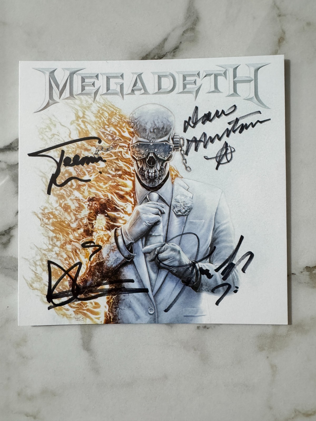 MEGADETH TSL Exclusive Blaze LP & Art Card SIGNED By Band