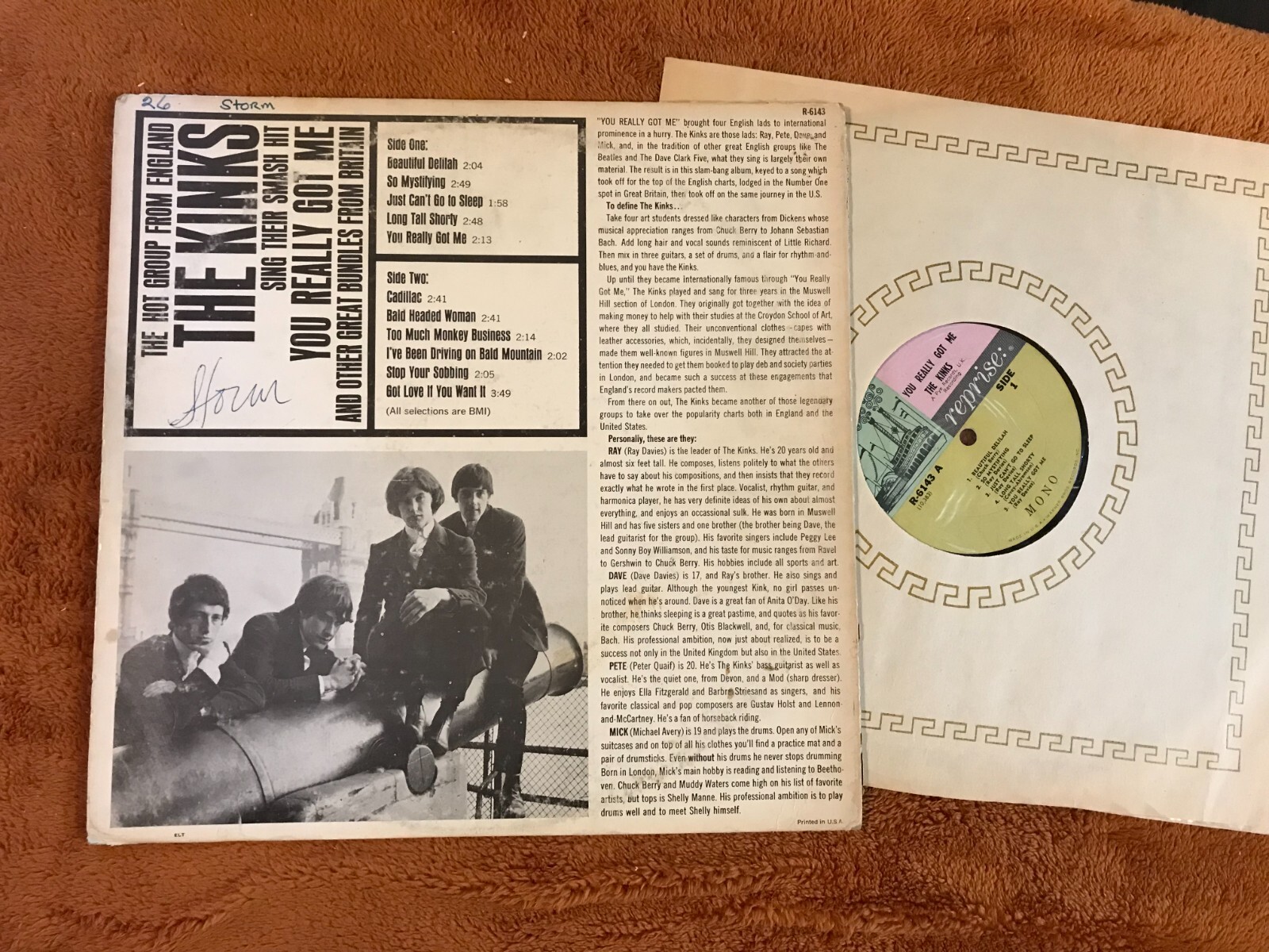 the Kinks You Really Got Me ORIG ’64 TRI-COLOR MONO reprise 6143 lp rare vinyl !