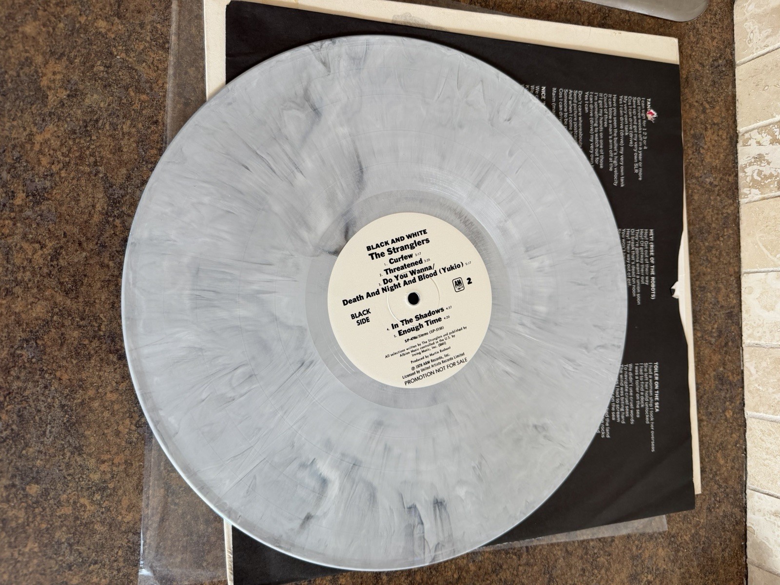 STRANGLERS~ BLACK & WHITE~ MEGA RARE~ PROMO~ SPLASH VINYL~A & M RECORD~ROCK~PUNK