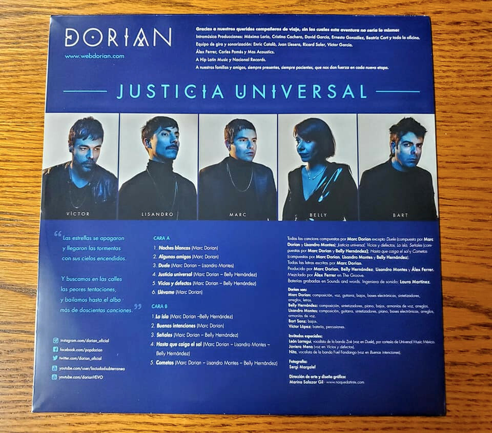 Dorian – Justicia Universal – colored vinyl – Zoe, caifanes, fobia, cafe tacuba