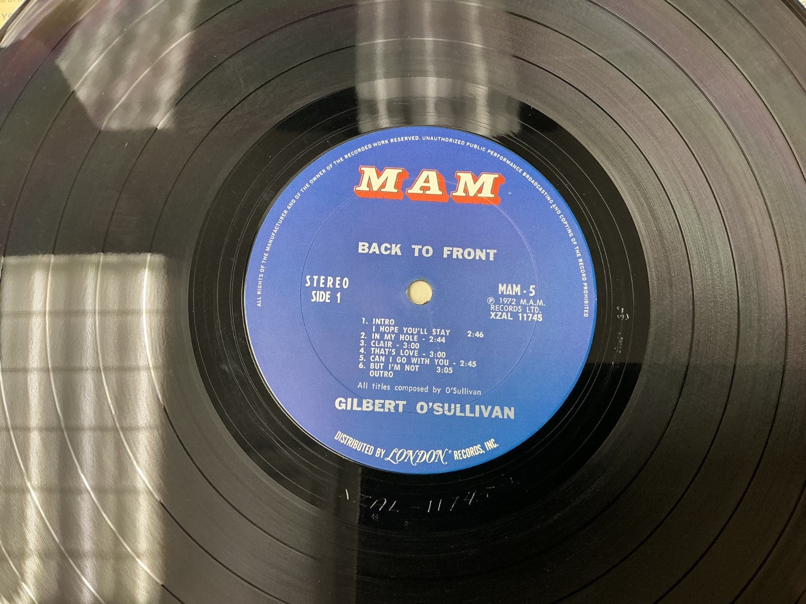 Gilbert O’Sullivan – Back To Front 1972 LP MAM-5 / Ultrasonic Cleaned / NM