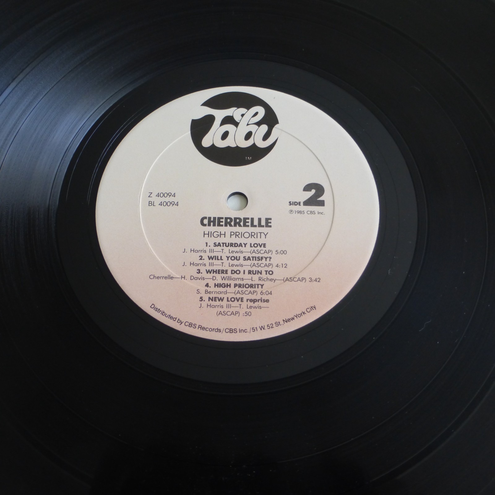 Cherelle High Priority Vinyl LP Tabu Records Jimmy Jam Terry Lewis Produced