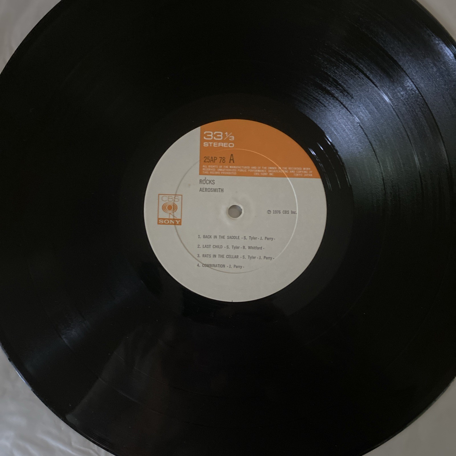 Aerosmith ~ Rocks ~ Vintage Japanese LP w/Insert CBS/Sony – 25AP 78