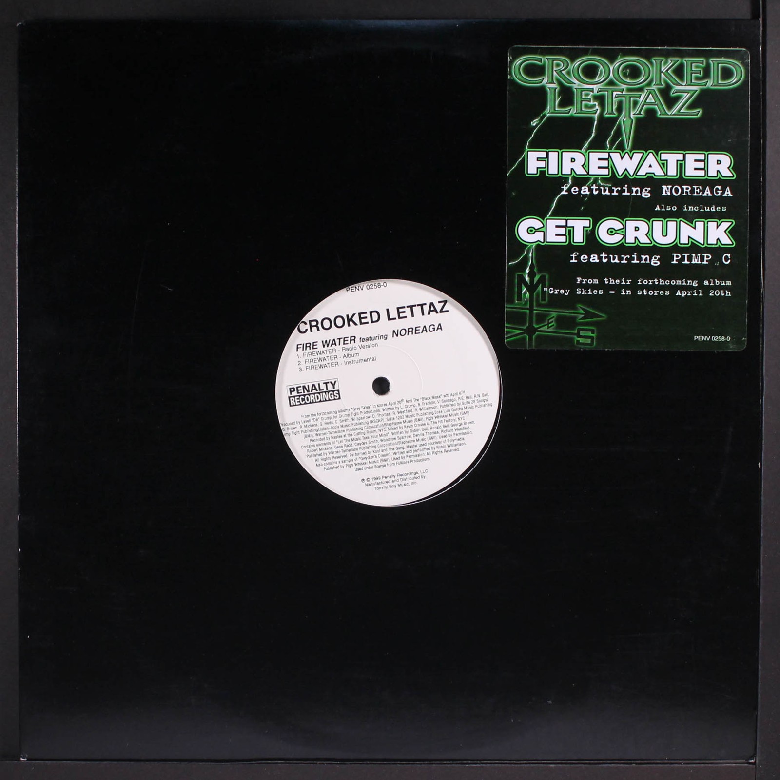CROOKED LETTAZ: firewater / instro PENALTY 12″ Single 33 RPM