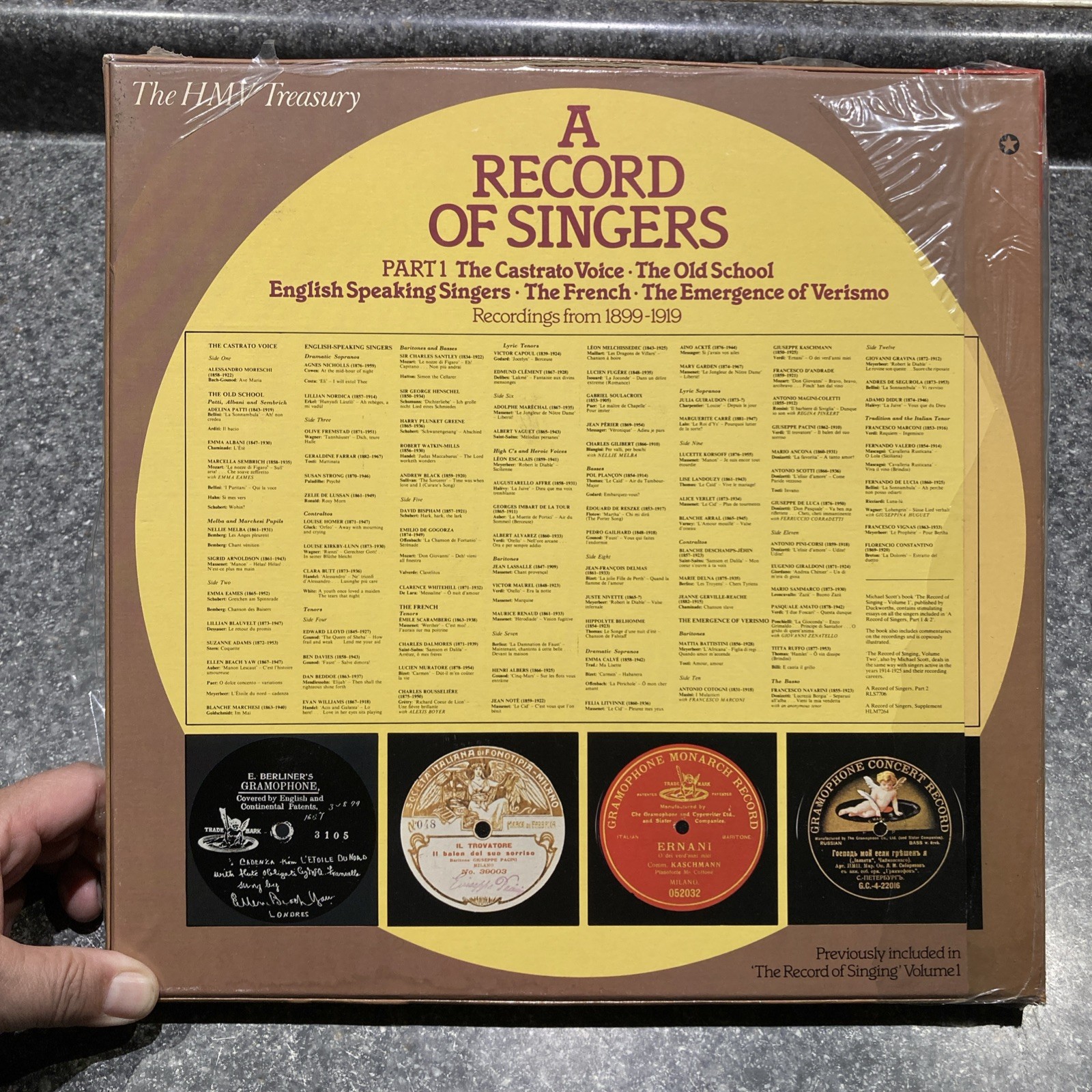 A Record of Singers Part 1 1899-1919 RLS 7705 6 record box set EMI Angel NEW
