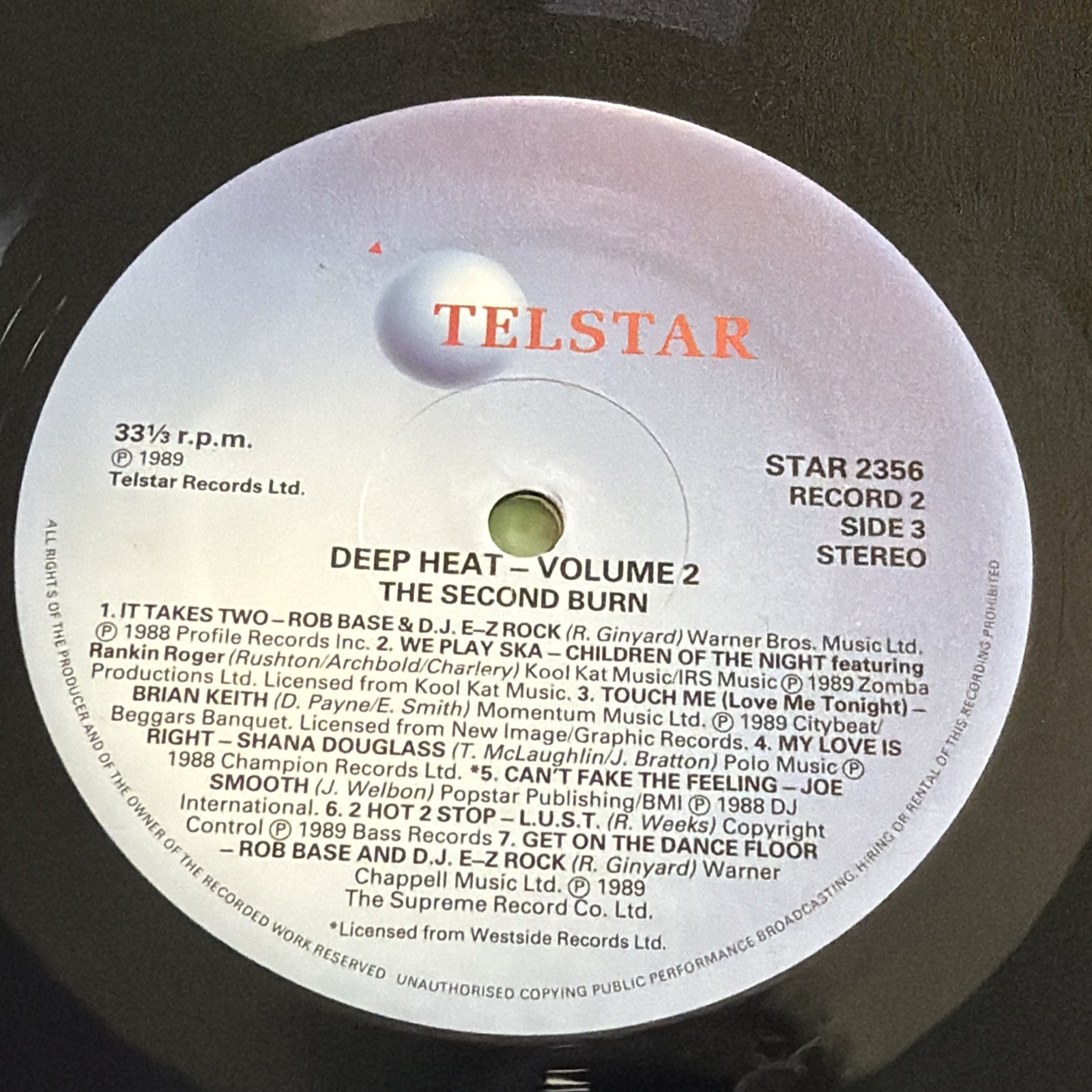 Deep Heat The Second Burn 2 1989 LP Gatefold Sleeve Telstar House Hits VG+/VG+