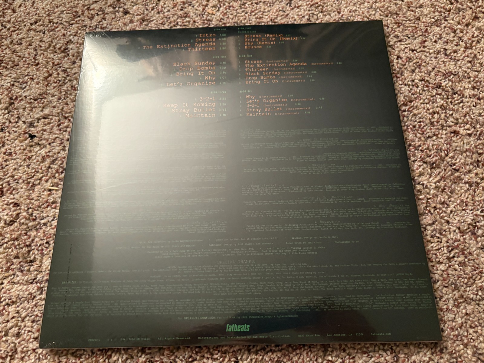ORGANIZED KONFUSION – STRESS 3LP Vinyl GREEN & BLACK SPLATTER x/500 Brand New