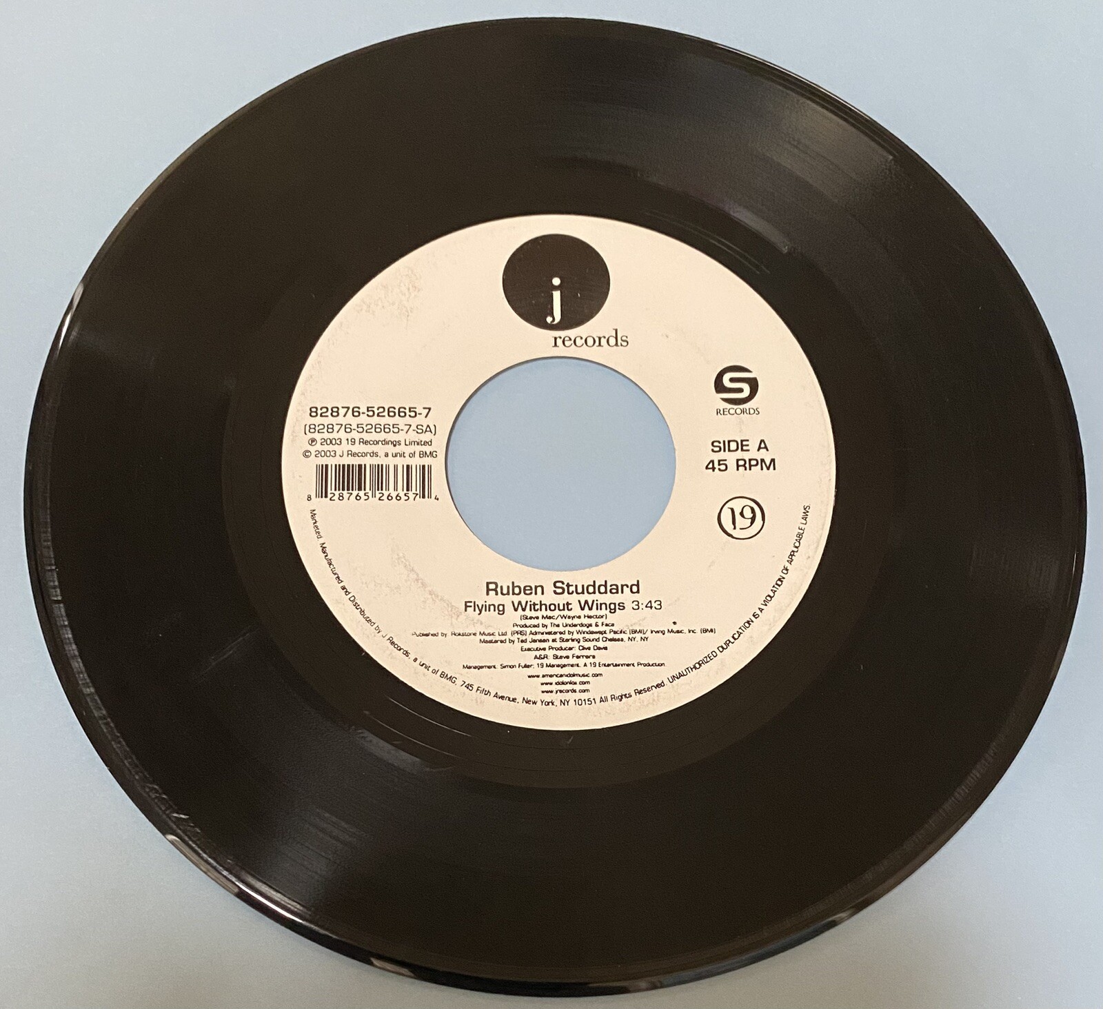 RUBEN STUDDARD “ Flying Without Wings /Superstar “ 45 Vinyl – American Idol