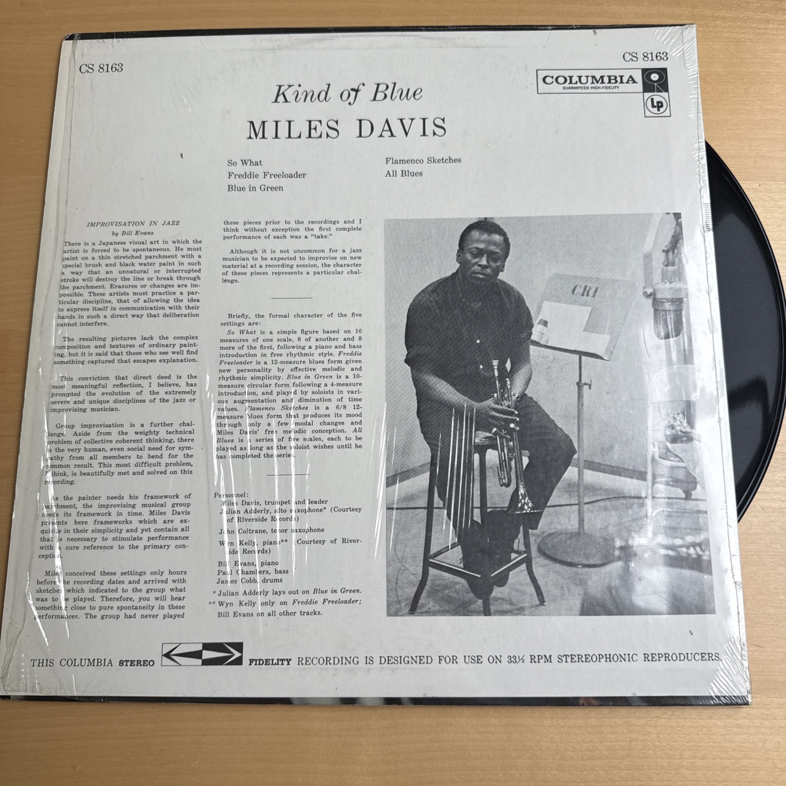 1970s Miles Davis Kind of Blue Vinyl LP Stereo US Pressing VG+ In Shrink!