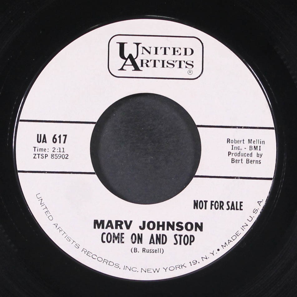 MARV JOHNSON: come on and stop / not available UA 7″ Single 45 RPM