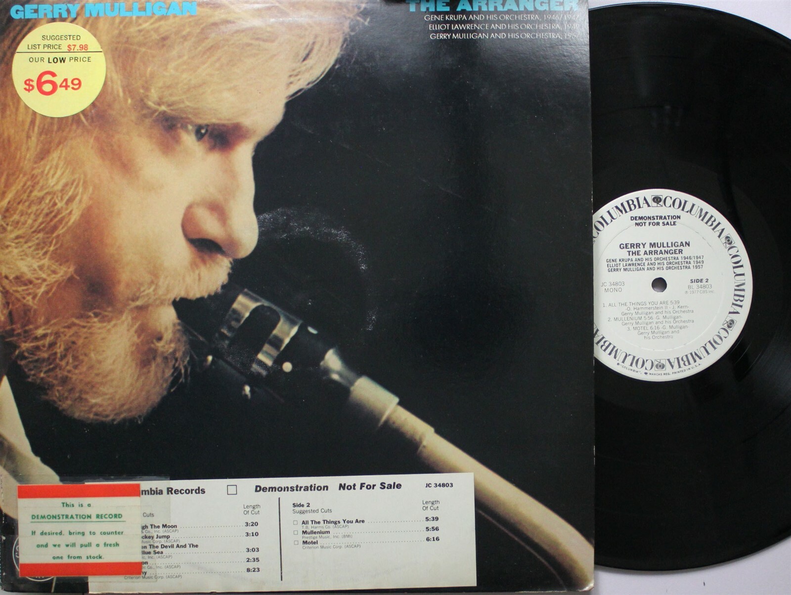 Jazz Promo Lp Gerry Mulligan The Arranger On Columbia (Promo)