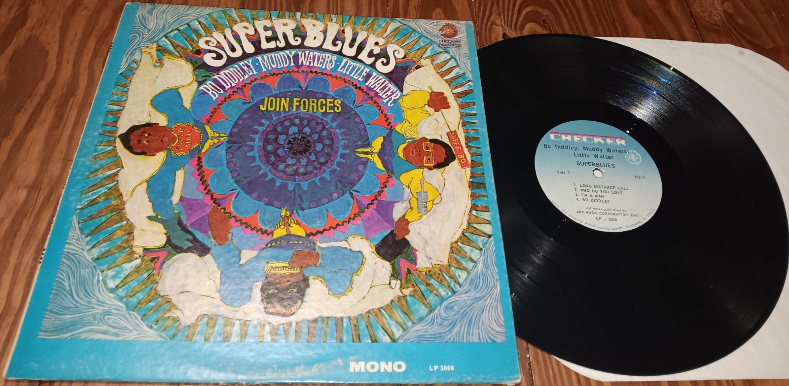 Bo Diddley Muddy Waters Little Walter Super Blues Mono Checker LP-3008 Vinyl LP