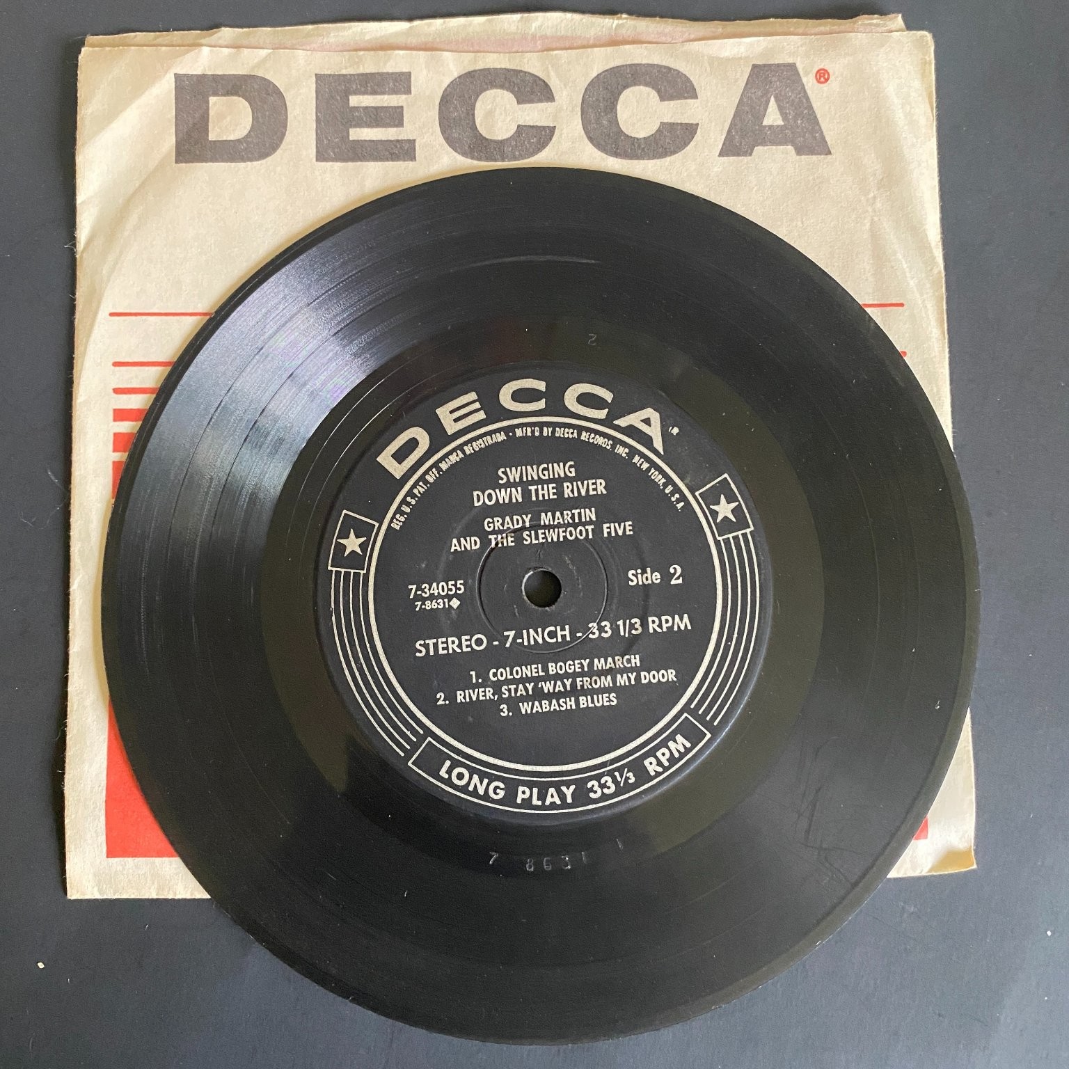 Grady Martin Slewfoot Five – Swinging Down The River 7″ EP Decca Jazz 33 RPM