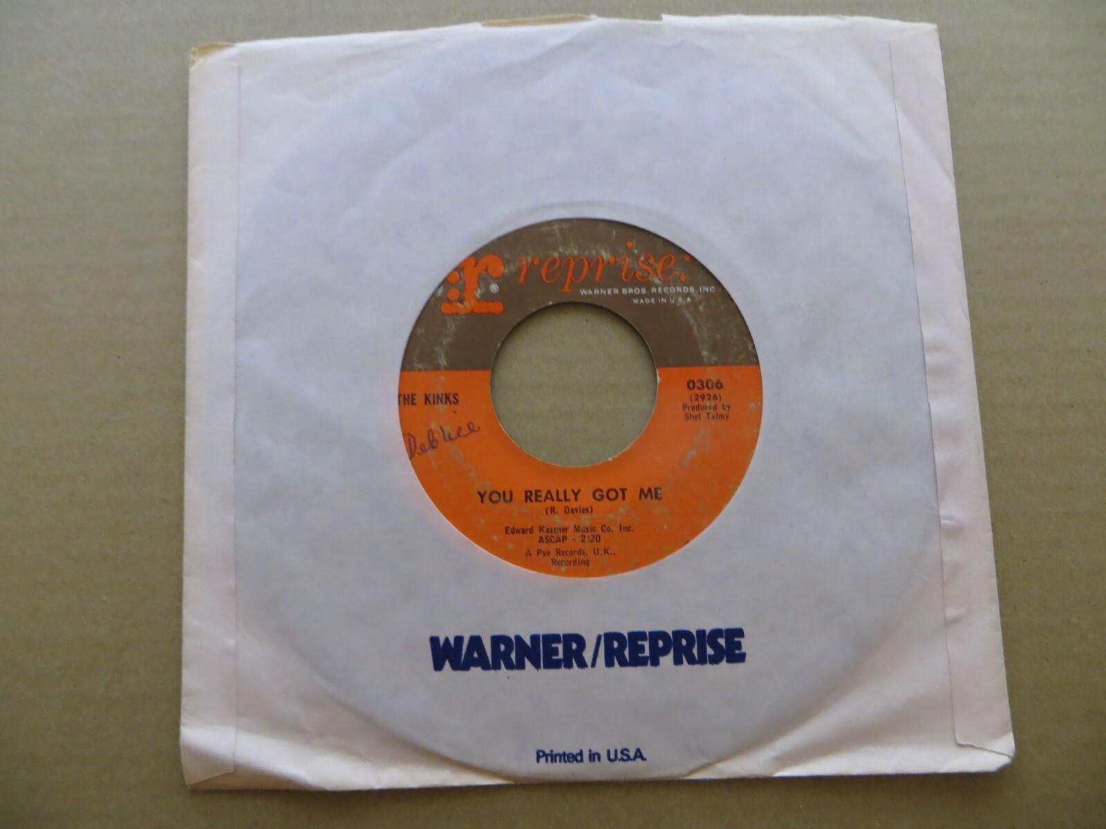 The Kinks – You Really Got Me / It’s All Right – 1964 – Reprise 0306 7″ Single