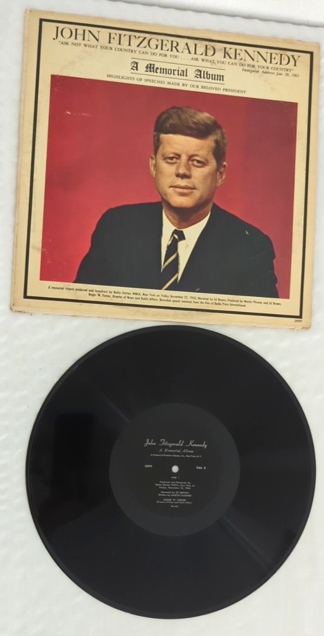 John F Kennedy Memorial Album Vinyl LP 1963 Highlight of Speeches 2099