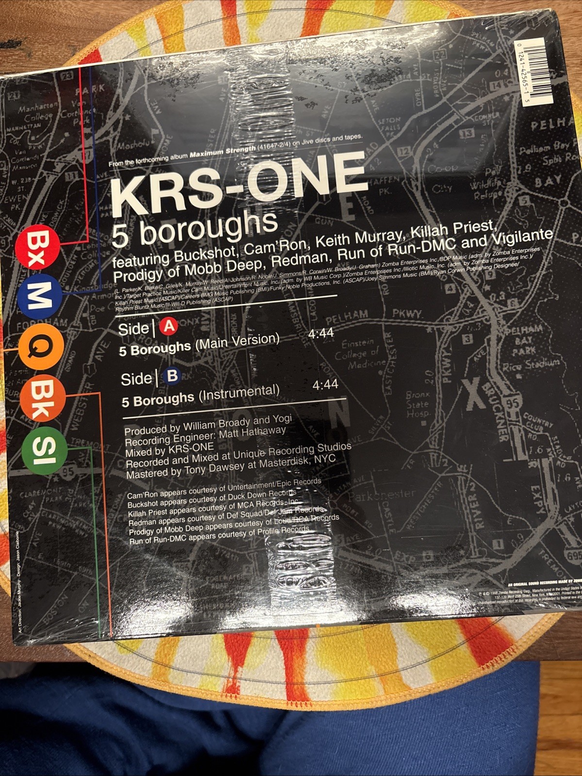 KRS-One – 5 Boroughs 12″ Vinyl Single (1998, Jive) STILL SEALED