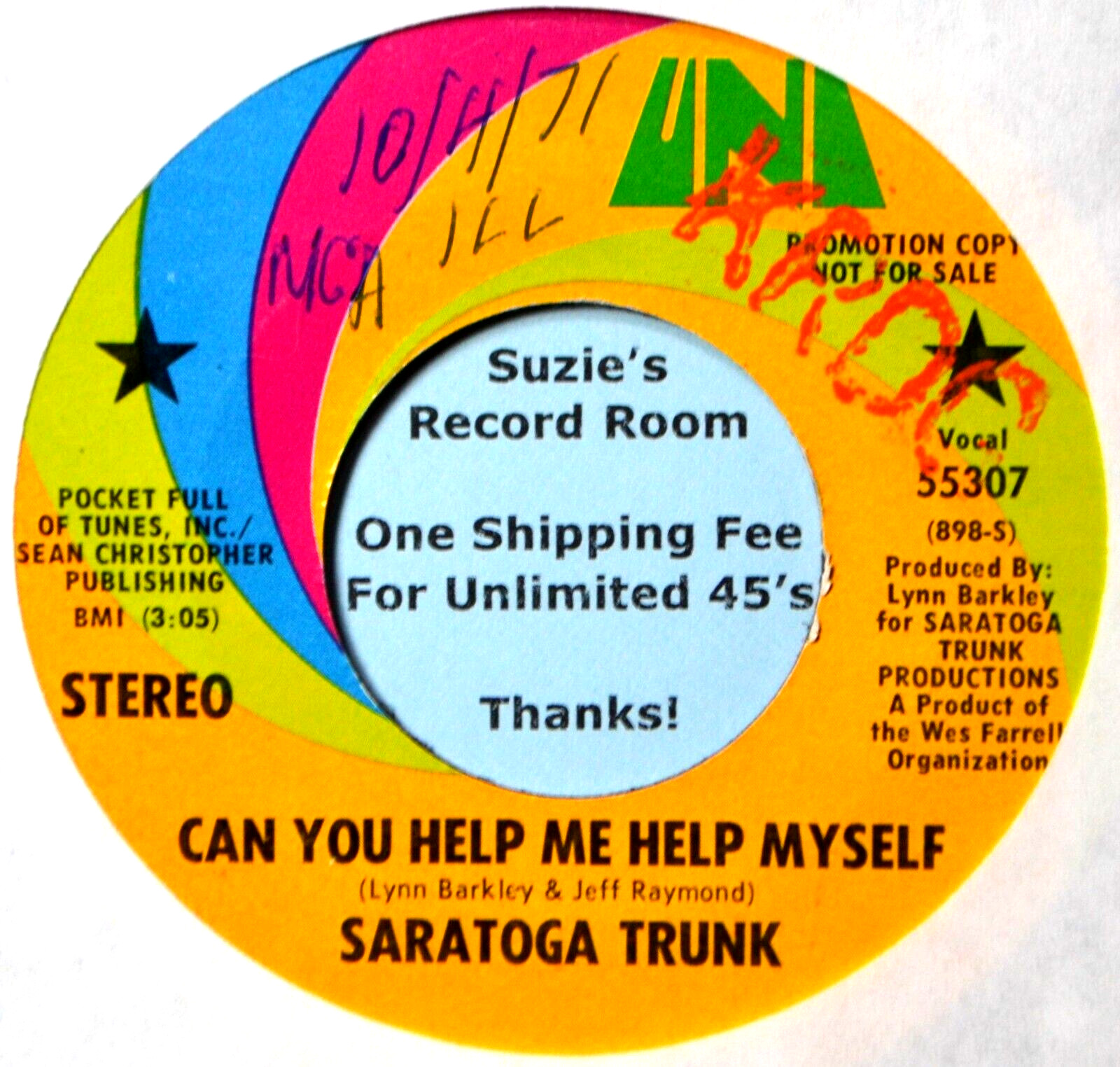 Saratoga Trunk Can You Help Me Help Myself #B 70s Rock Promo DJ EX 45 7″ Vinyl