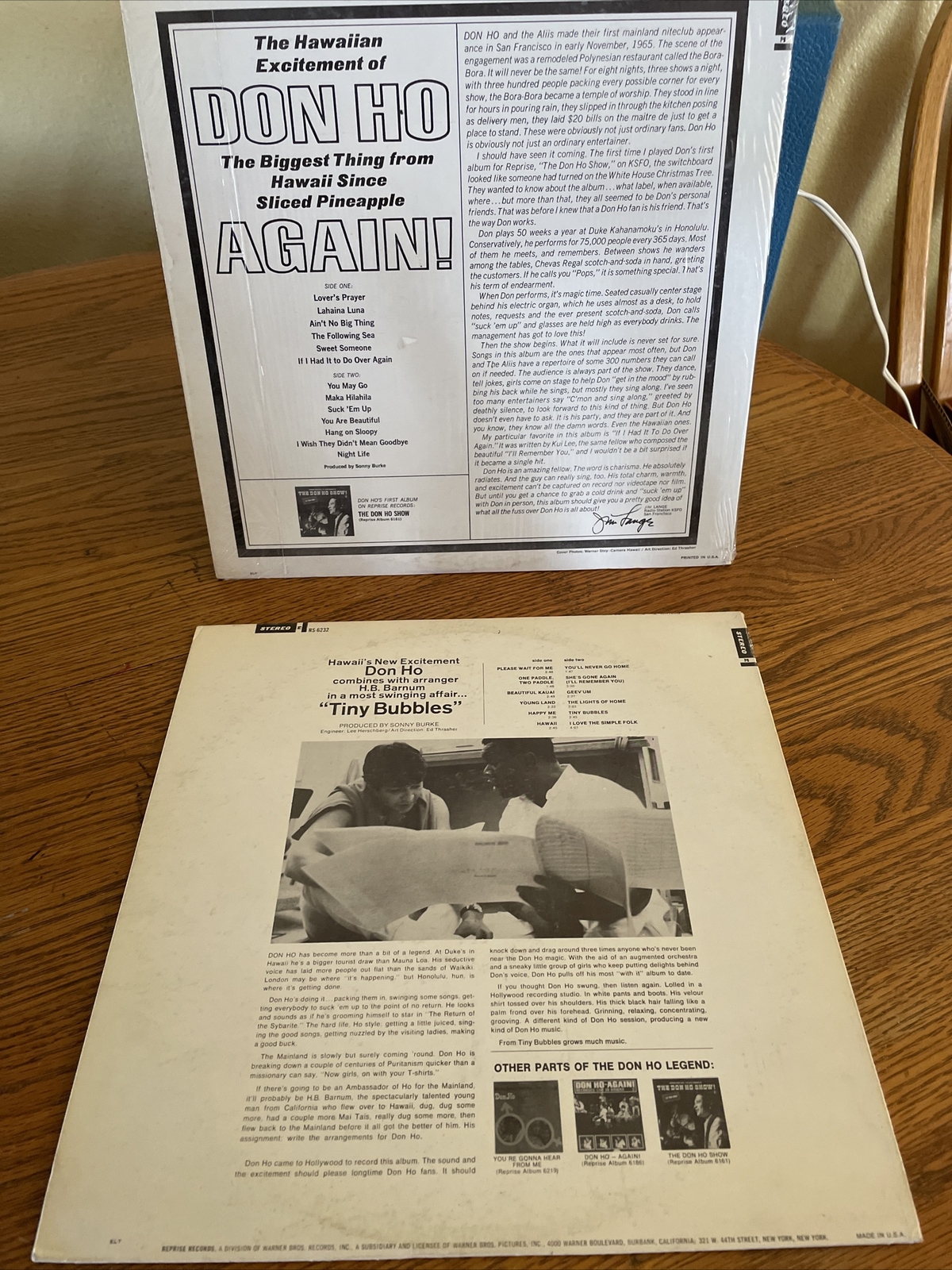 2-Don Ho LP’s (1)AGAIN-Recorded Live In Hawaii 1968 RS-6189 VG/TINY BUBBLES LOOK