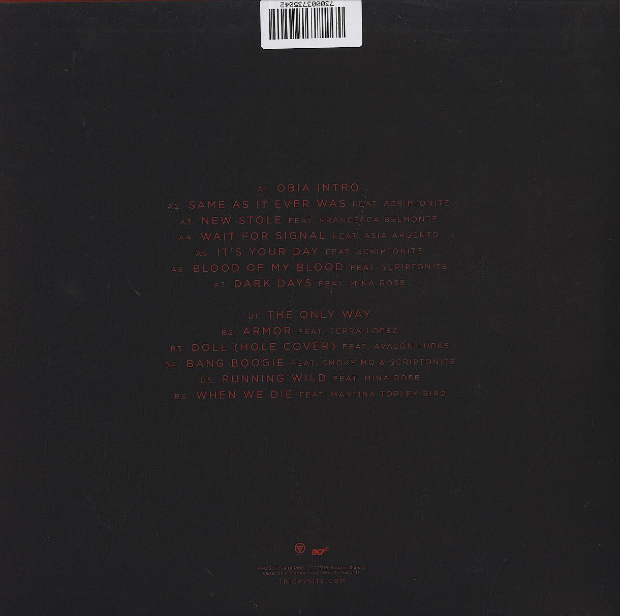 Tricky, ununiform, Limited Edition, Red Vinyl, Reissue, !K7, 2023, NEW