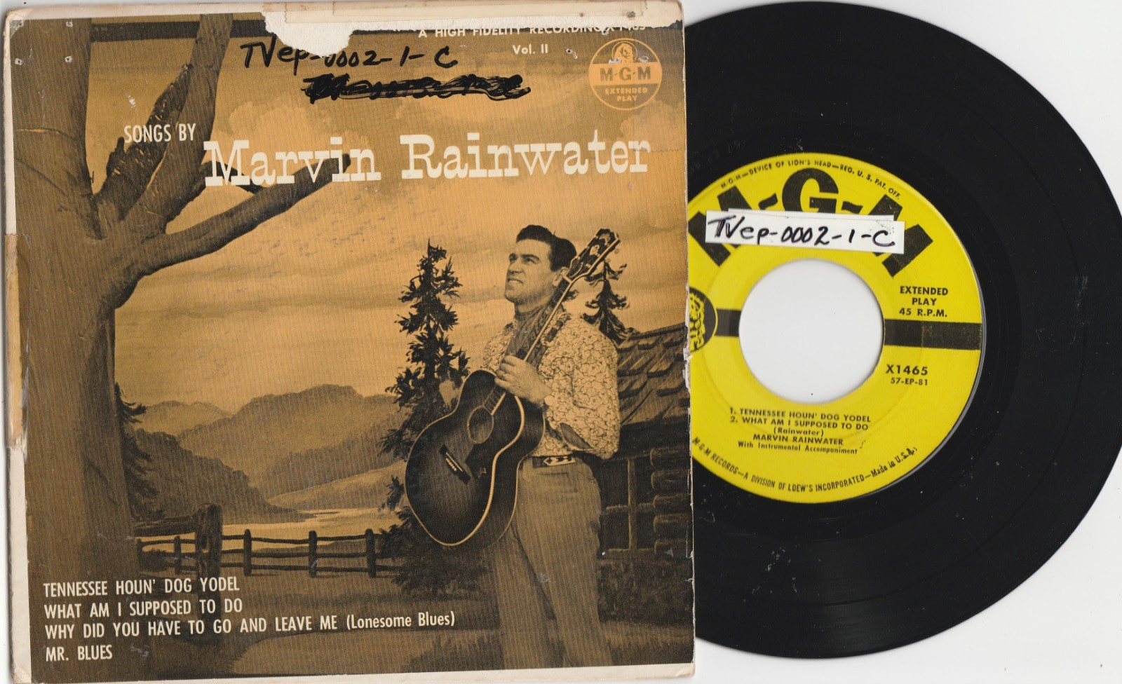 2 Marvin Rainwater MGM 45s EP X1465 With Cover and Single K12586 1957