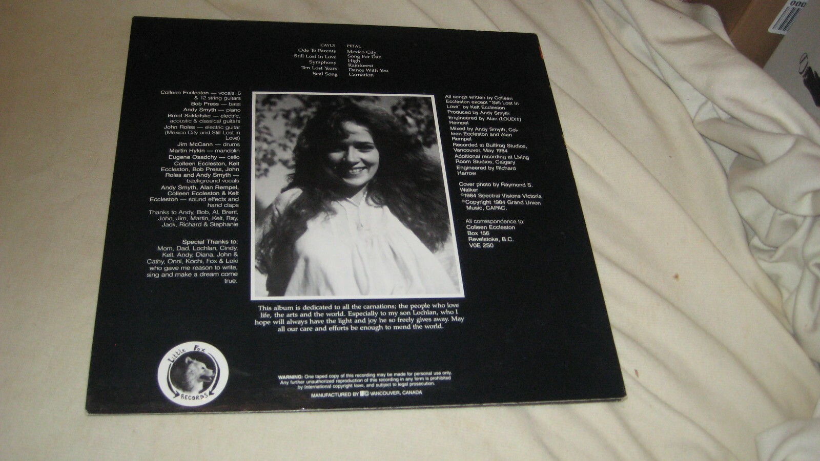 COLLEEN ECCLESTON Carnation (1984) LP Obscure Folk Rock Little Fox Canada