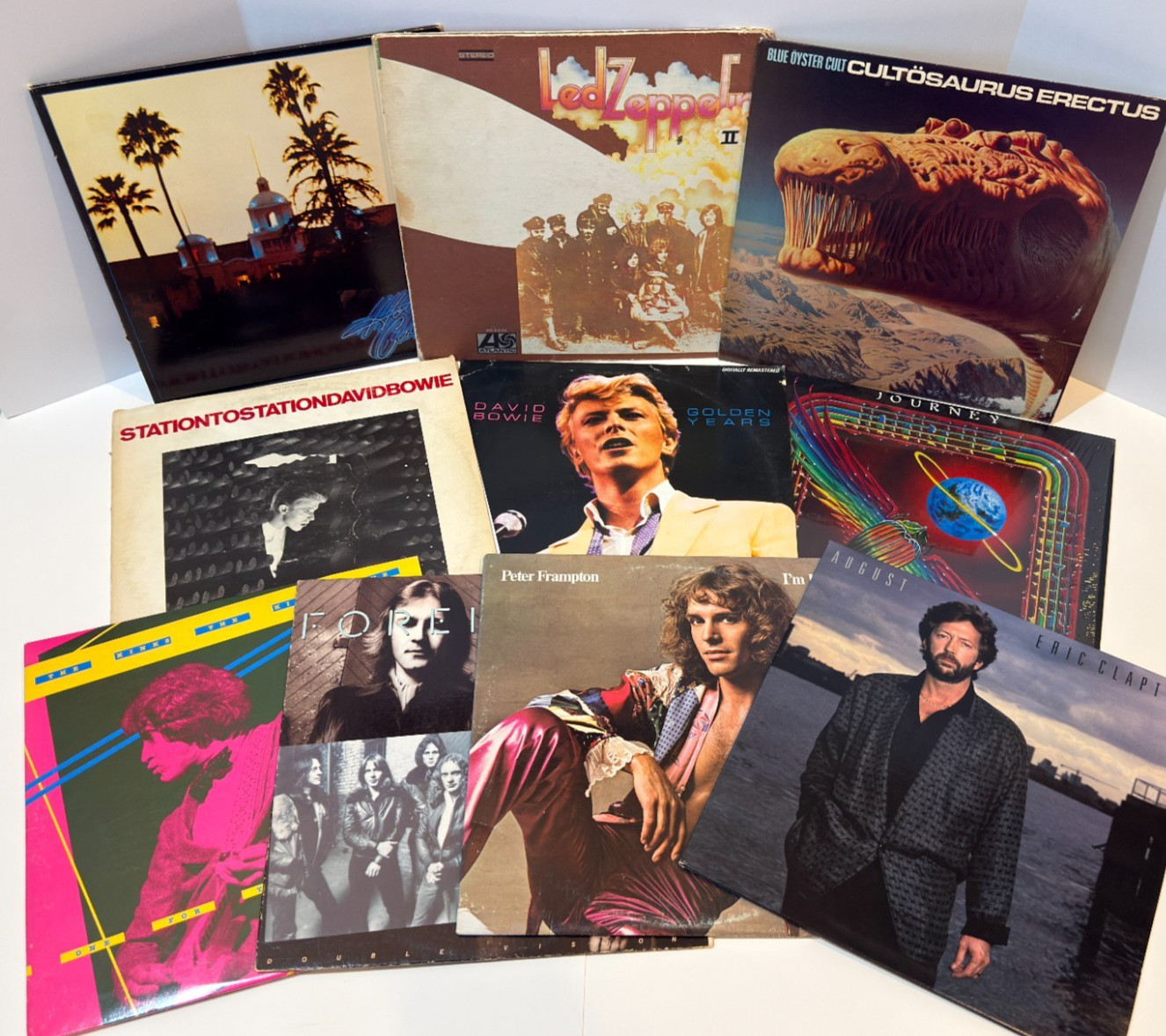 Classic Rock Vinyl LP Lot Eagles Led Zeppelin David Bowie The Kinks Journey BOC